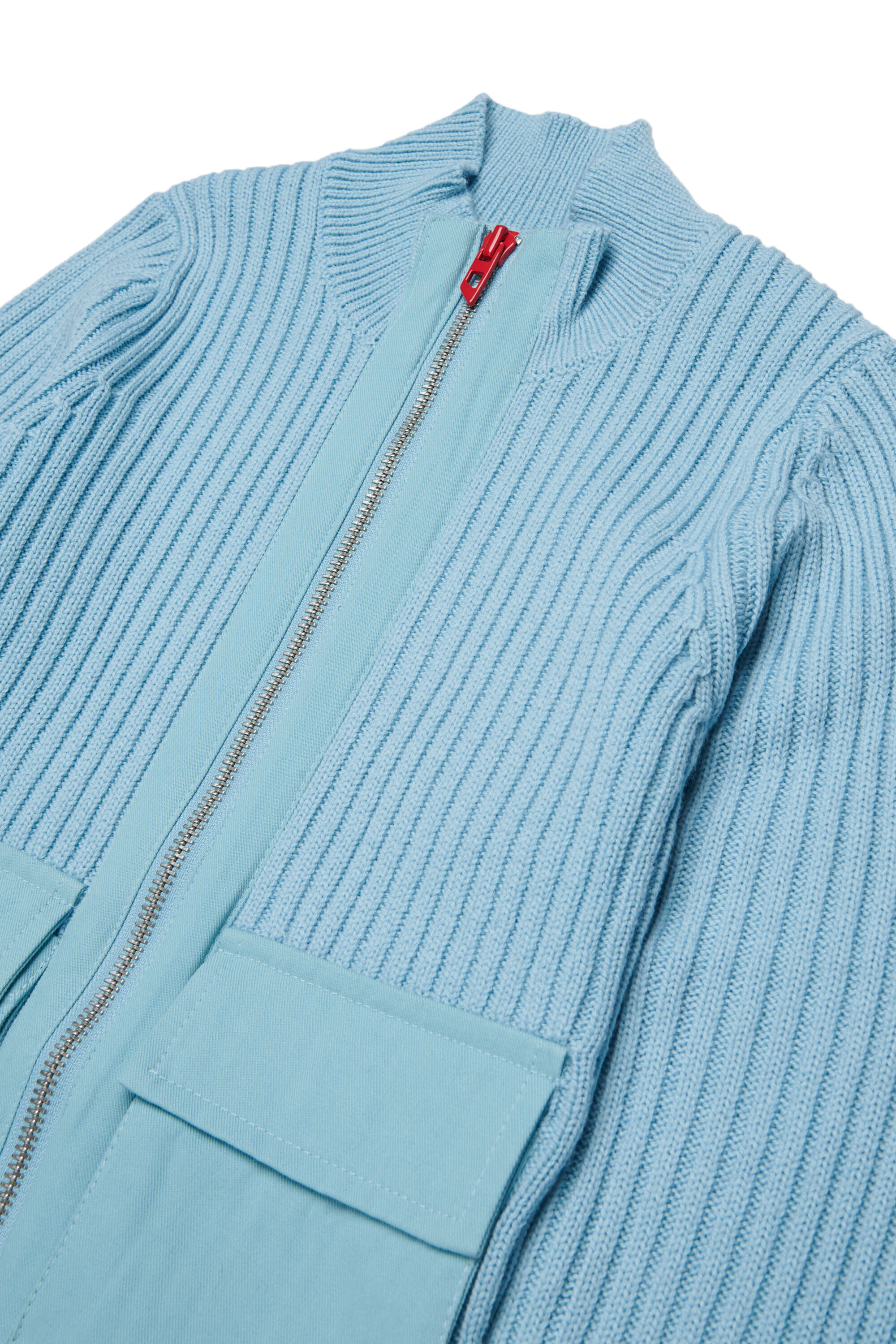 Diesel - KAMMY, Damen Zip-Cardigan aus Wollmischung mit Taschen in Hellblau - 3
