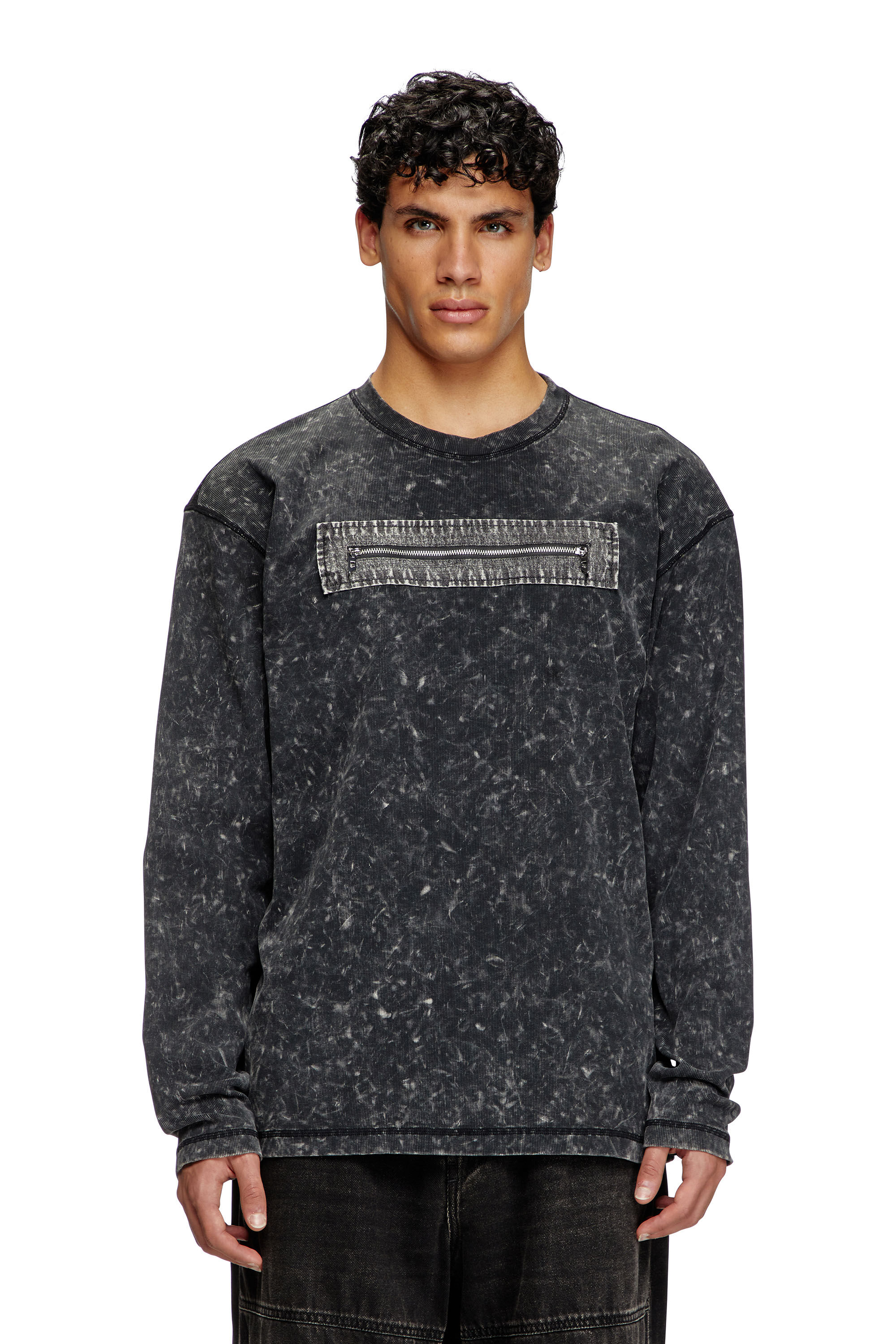 Diesel - T-AUSER, Herren Marmor-Top mit Reißverschluss-Cut-outs in Schwarz - 3