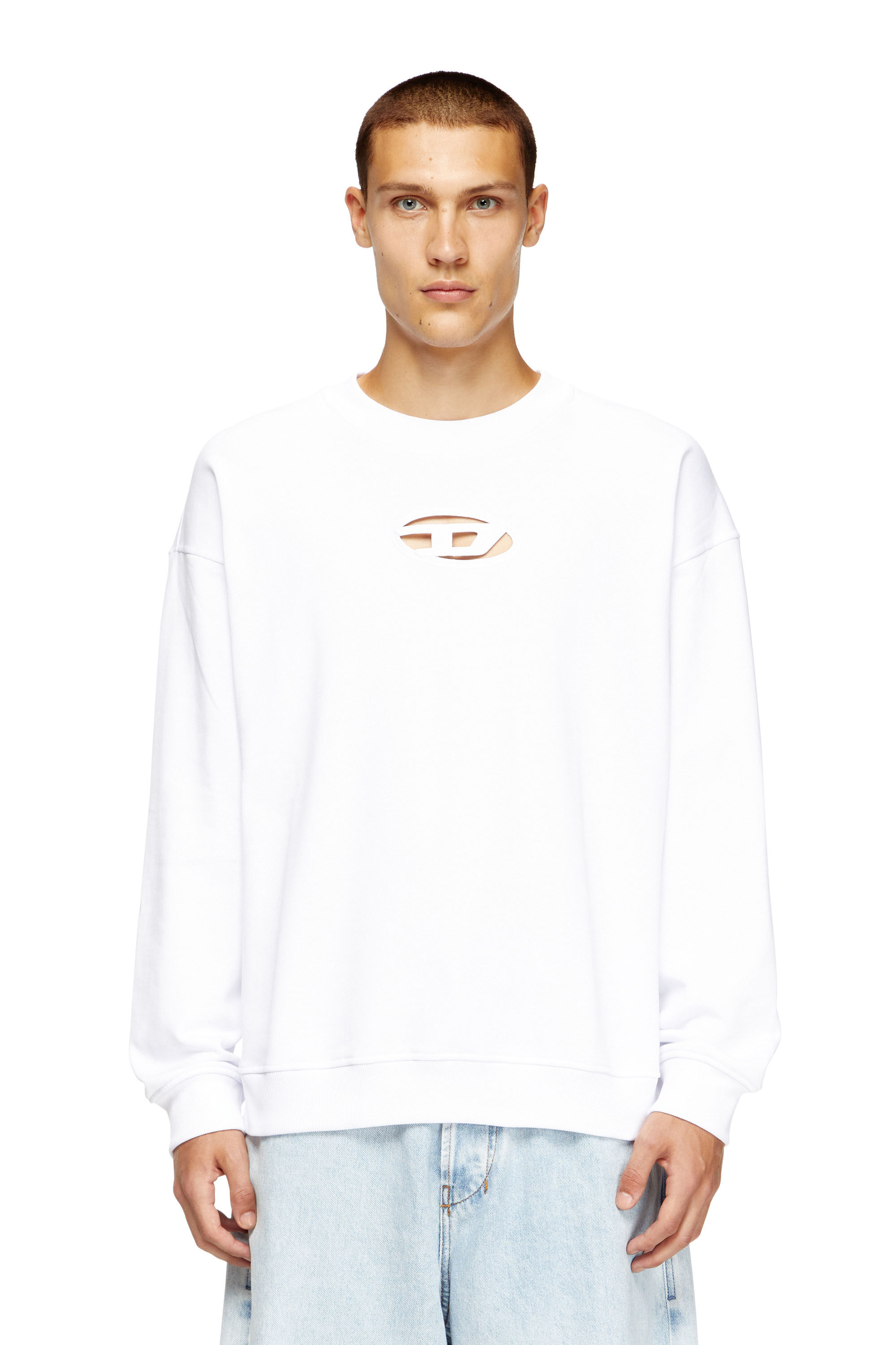 Diesel - S-BOXT-OD, Herren Sweatshirt mit Cut-out-Oval D in Weiß - 3
