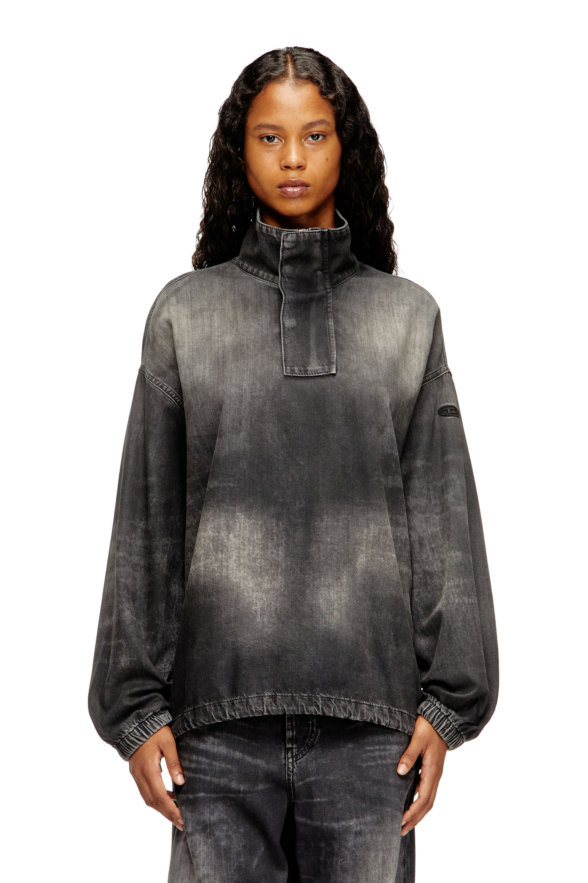 Diesel - D-FLOW-S3, Unisex Denim-Top mit Stehkragen in Schwarz - 6