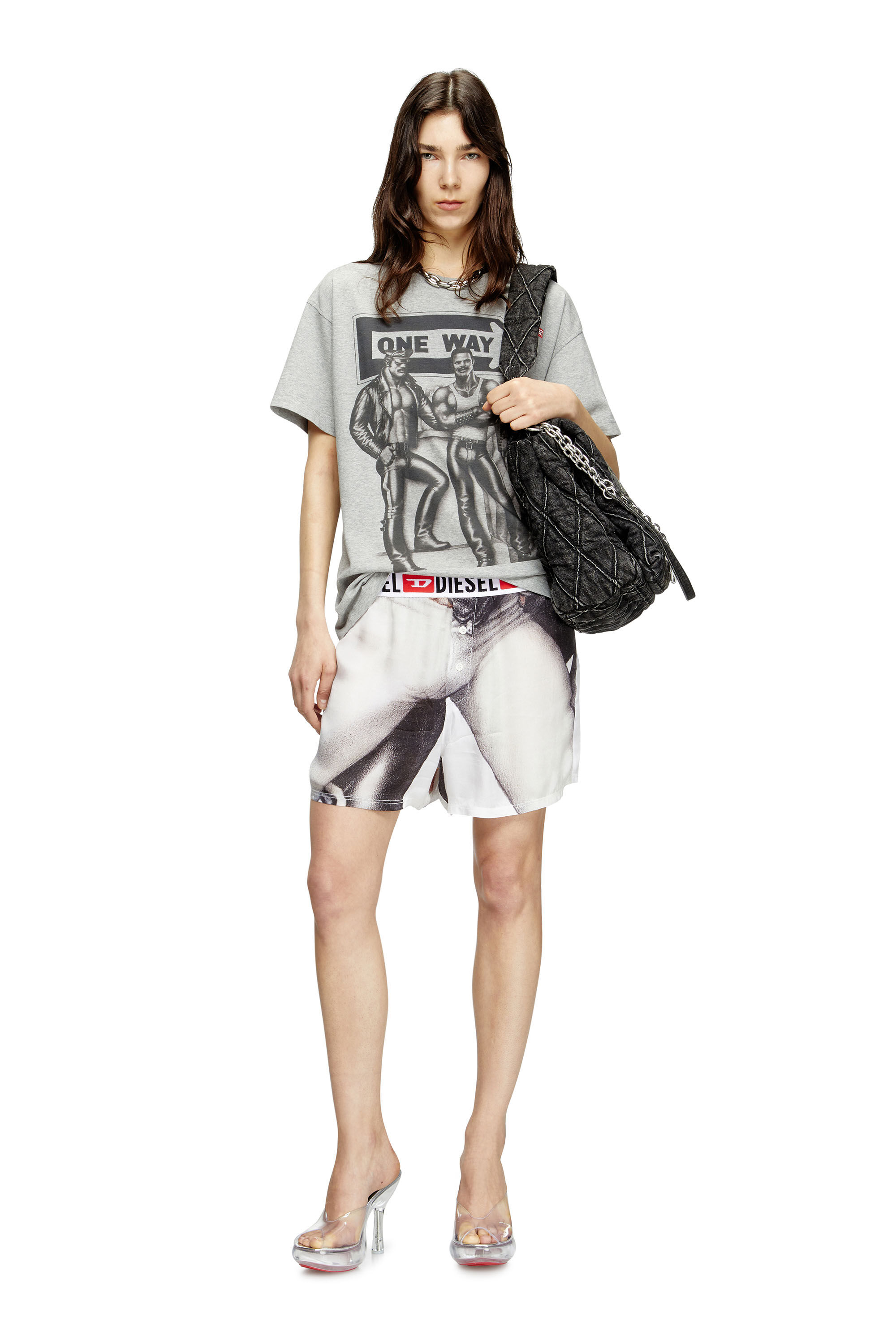 Diesel - PR-T-NORM-TOM25, Unisex T-Shirt mit Grafik-Print in Grau - 6