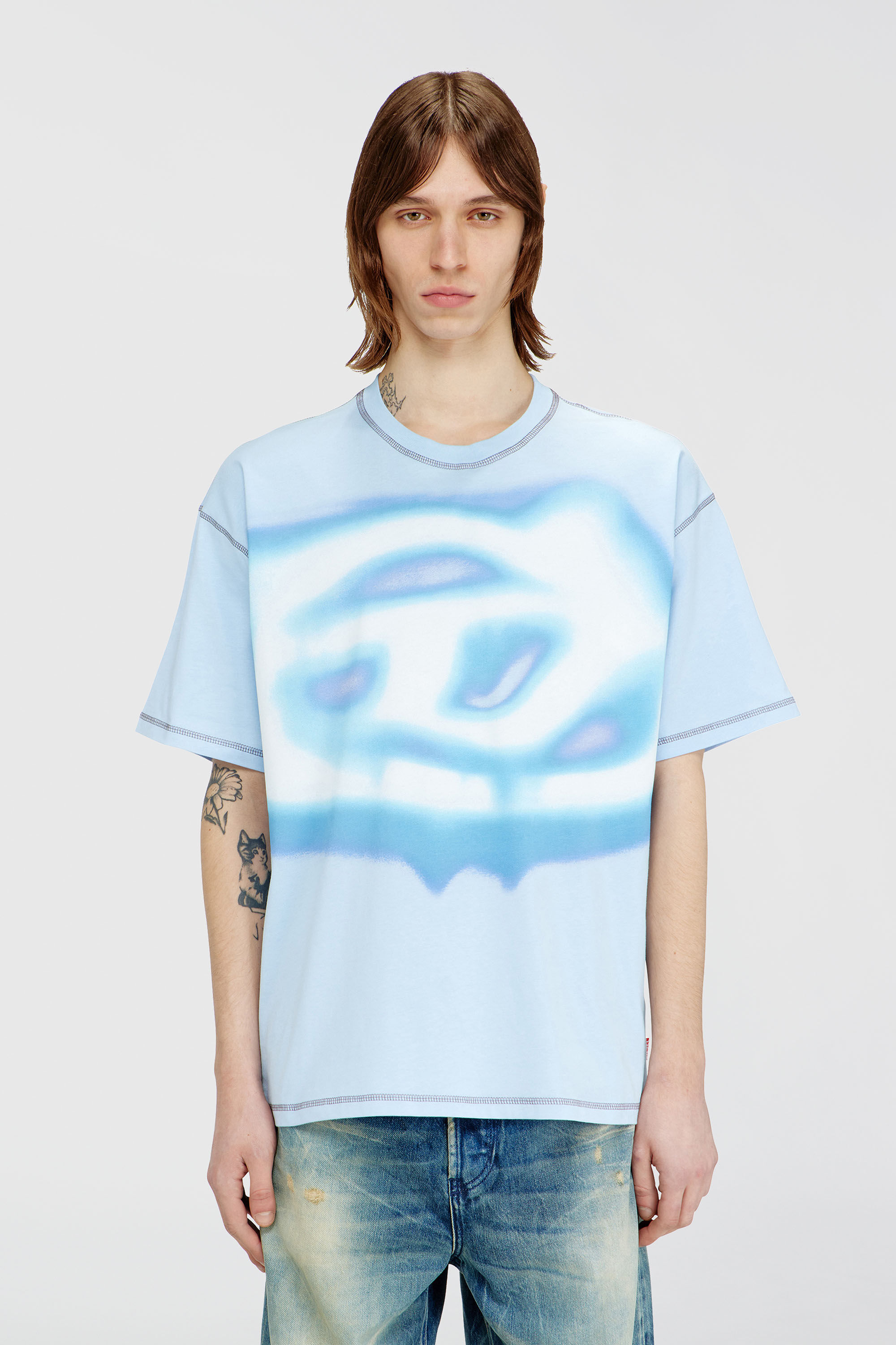 Diesel - T-BOXT-V11, Herren Lockeres T-Shirt mit Wasser-Effekt-Print in Hellblau - 3