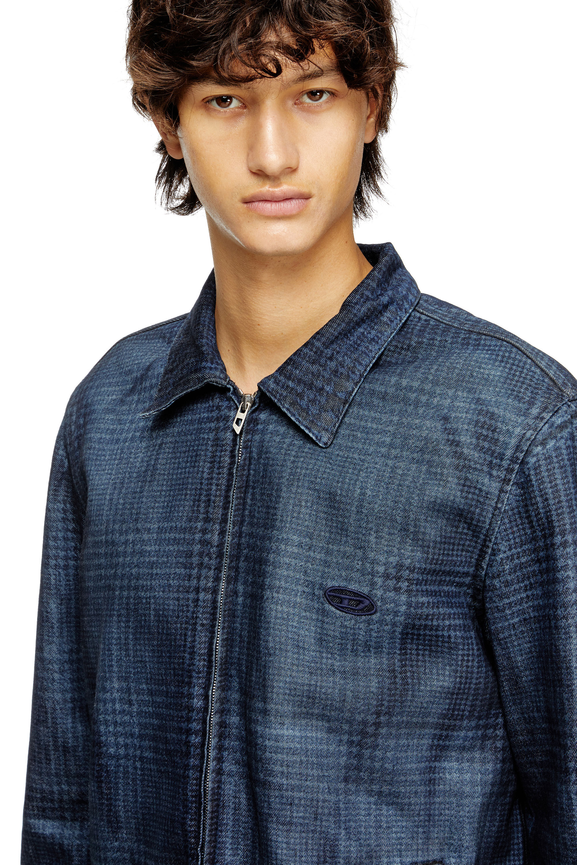 Diesel - D-ROHEEN-S, Herren Jacke aus Prince-of-Wales-Denim in Dunkelblau - 5