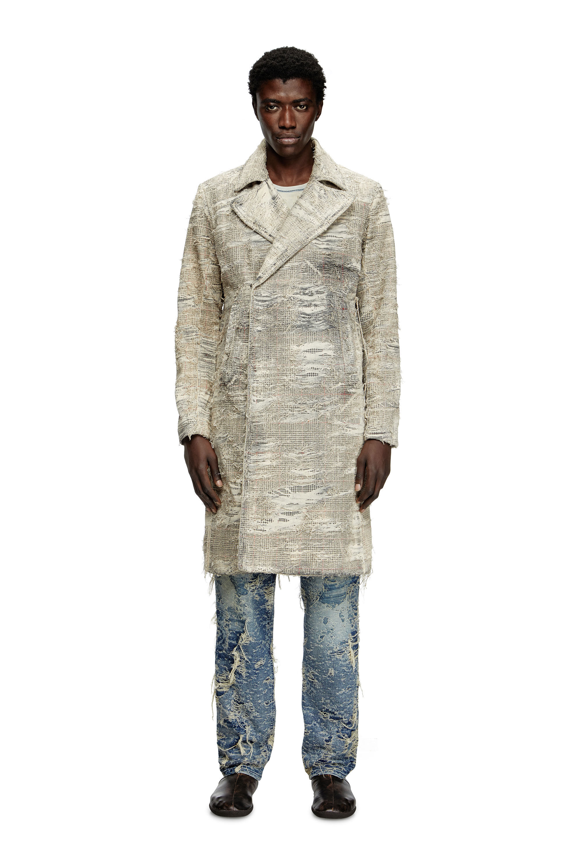 Diesel - D-ISCO-FSG, Herren Mantel aus vielgetragenem Prince-of-Wales-Denim in Grau - 3