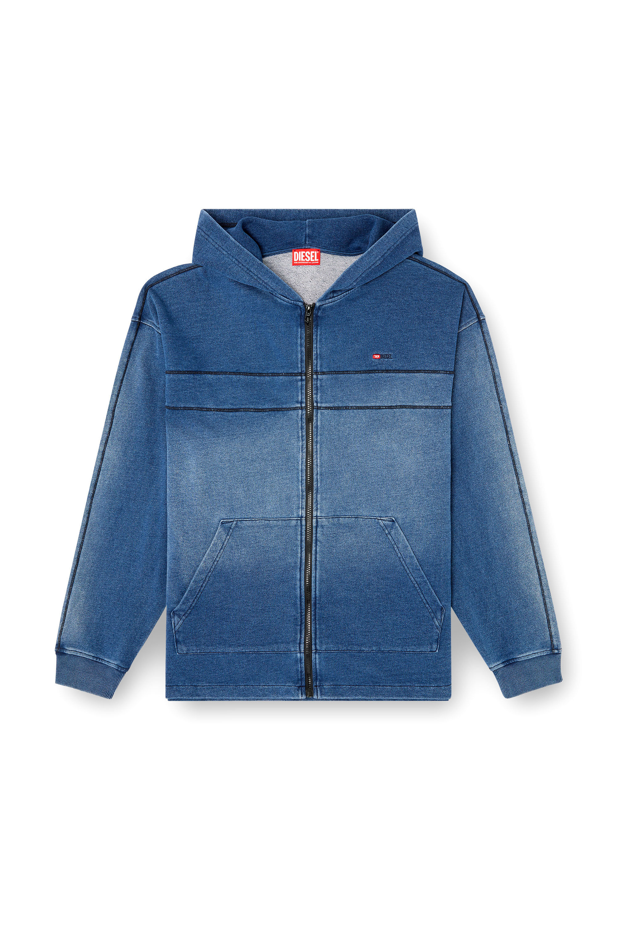 Diesel - S-BLAXT-HOOD-ZIP-NEW, Herren Kapuzenpullover aus Jersey im Denim-Look in null - 2