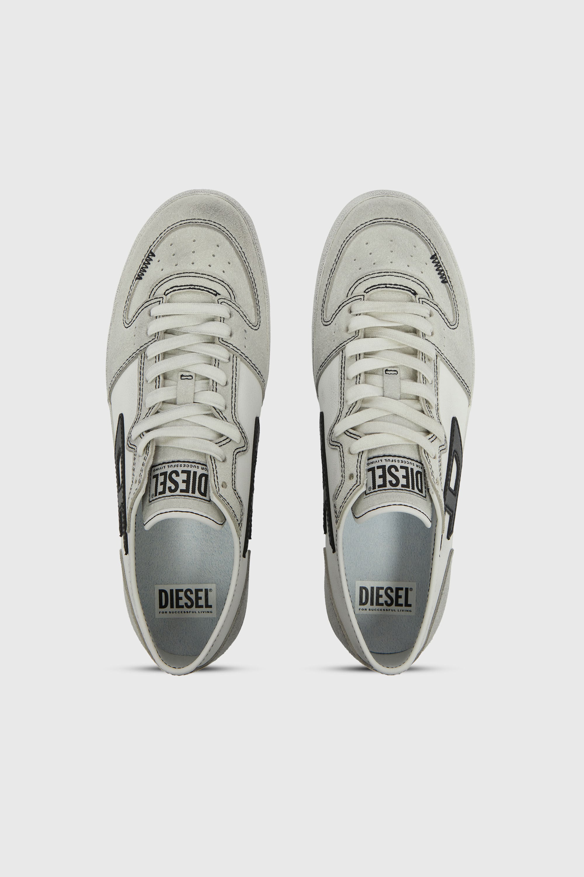 Diesel - S-LEROJI D-2 LOW, Herren S-Leroji-Panelled Sneakers mit D Logo in Wei&szlig; - 4