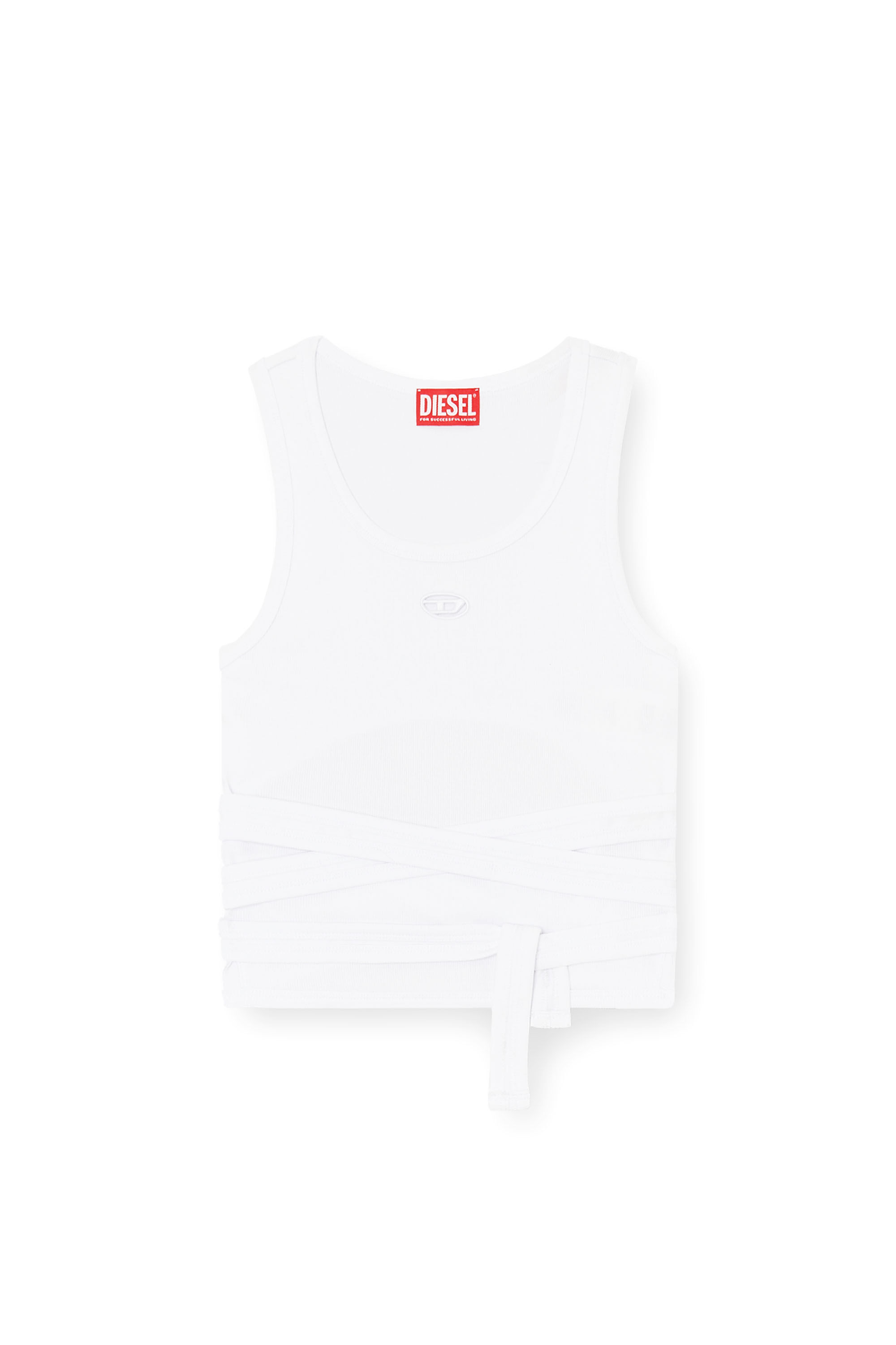 Diesel - T-ANKY-TAIL-S1, Damen Crop-Top mit Wickeldesign in Wei&szlig; - 2