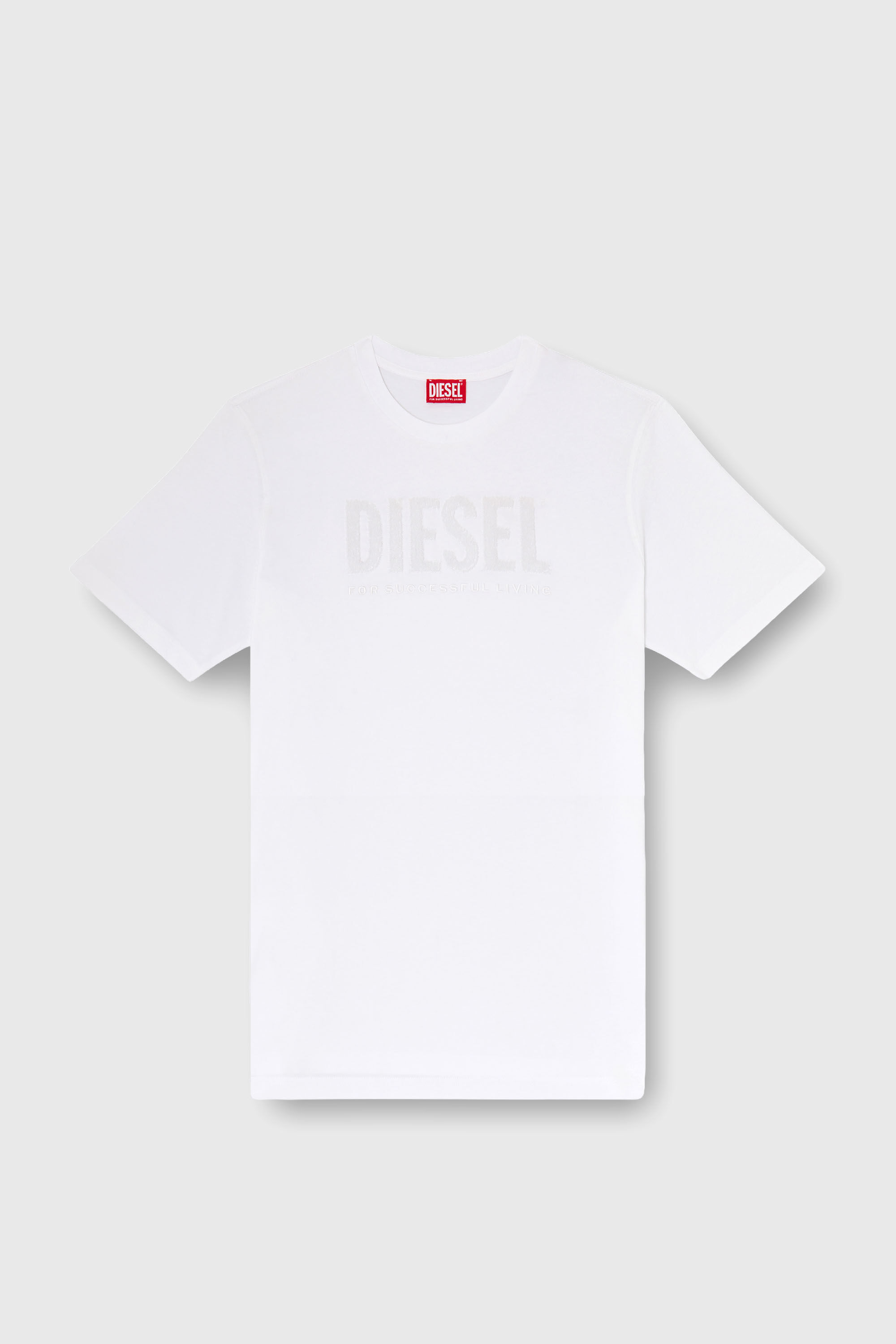 Diesel - T-JUST-OVA-T92, Herren T-Shirt aus Baumwolle mit tonalem Diesel-Logoprint in Wei&szlig; - 2