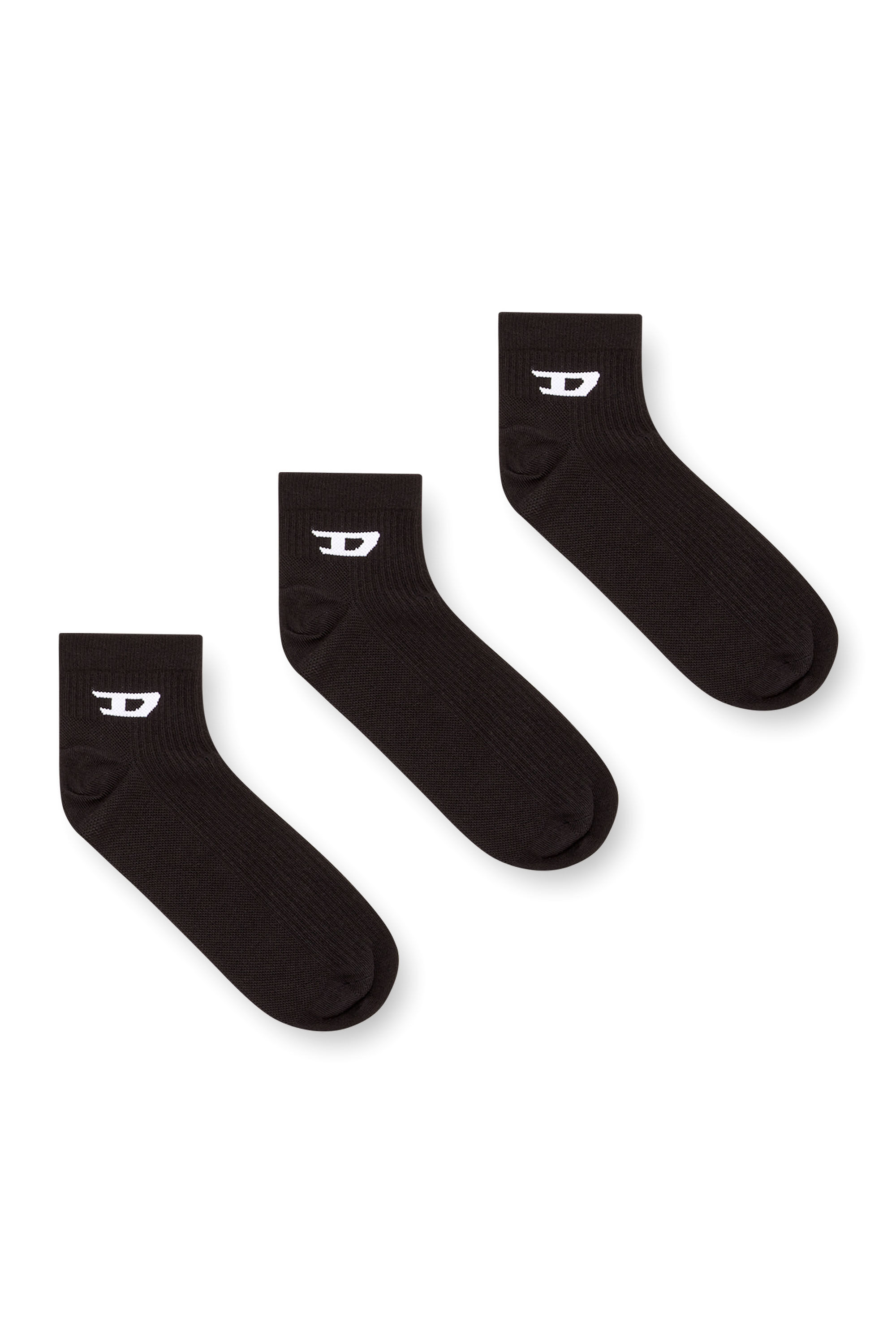 Diesel - SKM-D-ANKLE -9, Herren Fersensocken im Dreierpack mit D-Logo in Schwarz - 1