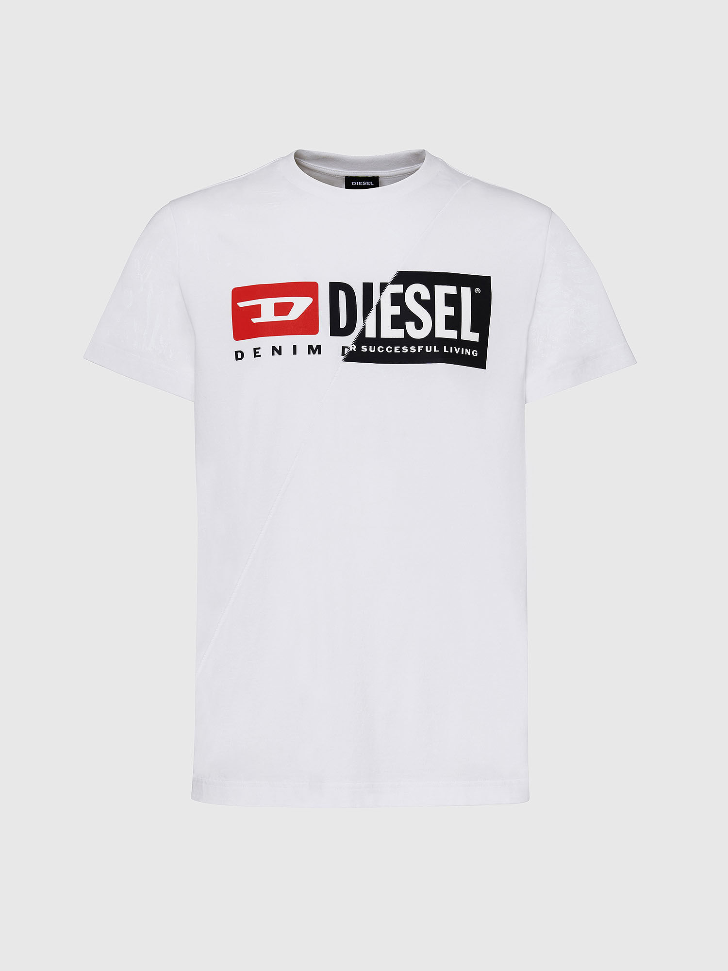 Diesel - T-DIEGO-CUTY, Herren T-Shirt mit Aufdruck aus zwei Logos in Weiß - 1