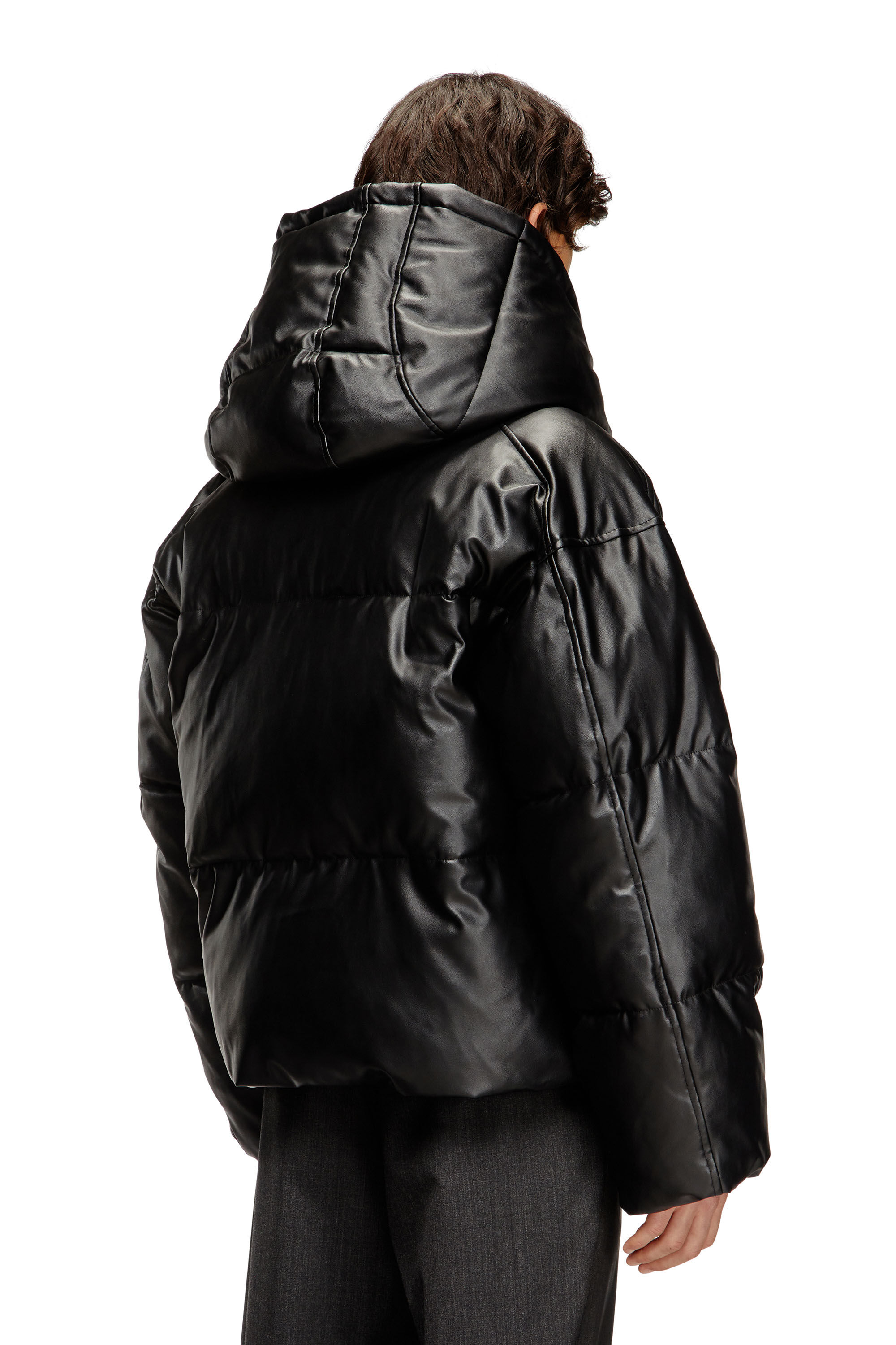 Diesel - W-MYLEY, Herren Hooded Steppjacke aus beschichtetem Gewebe in Schwarz - 4