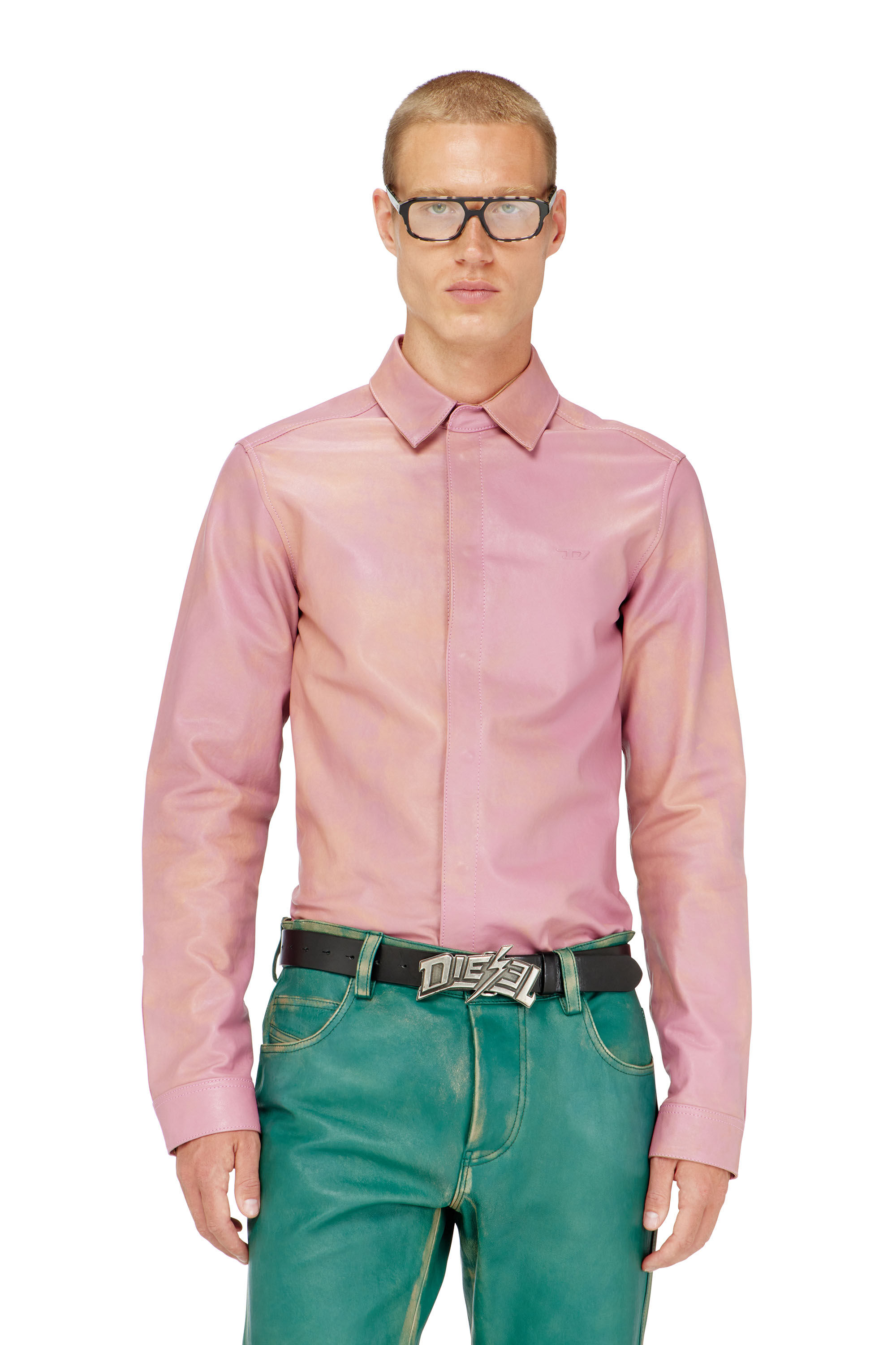 Diesel - S-CIRT, Herren Hemd aus behandeltem Leder in Rosa - 2