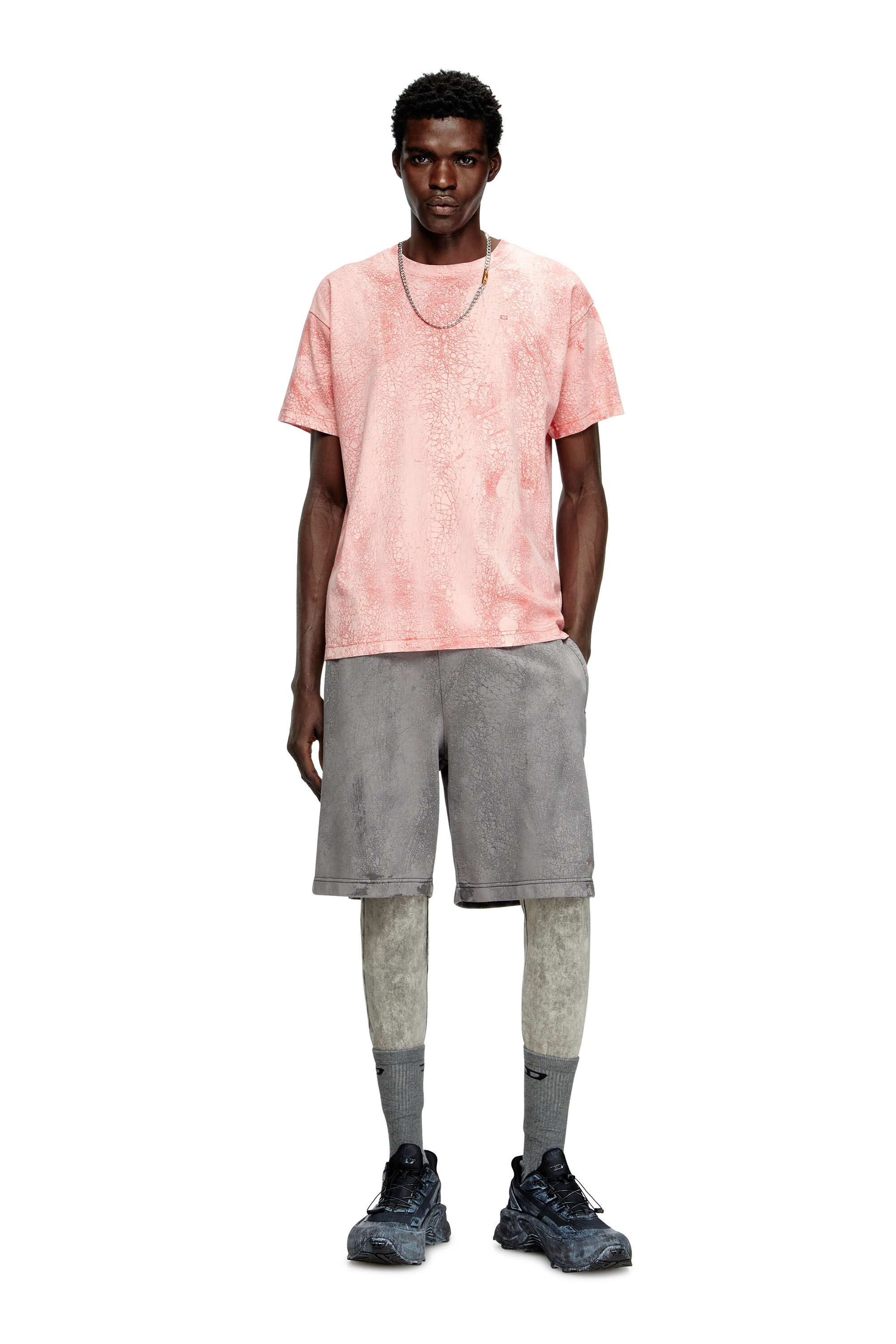 Diesel - T-NORM-T8, Herren T-Shirt aus gewachstem Jersey in Rosa - 1