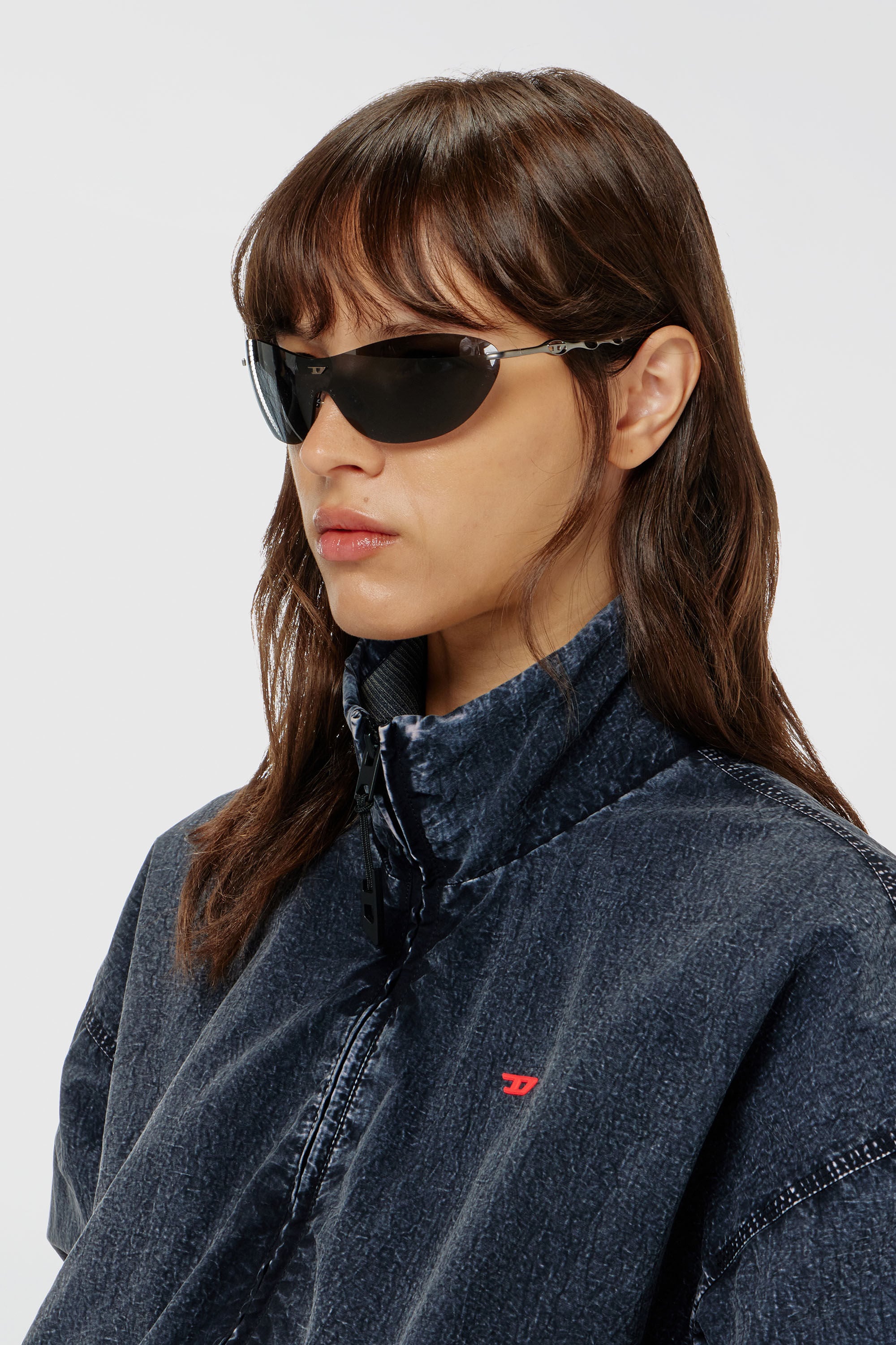 Diesel - G-LEAMER, Damen Windbreaker-Jacke aus acid-wash taslan in Dunkelblau - 5