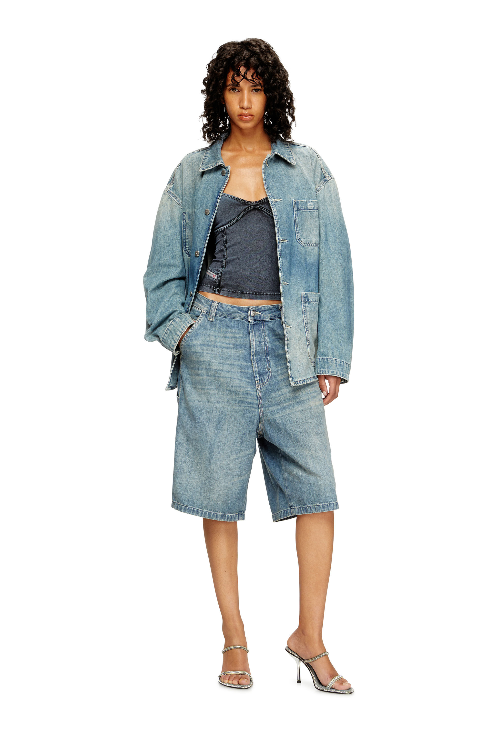 Diesel - D-STACK-U, Unisex Utility-Jacke aus Denim in Mittelblau - 7