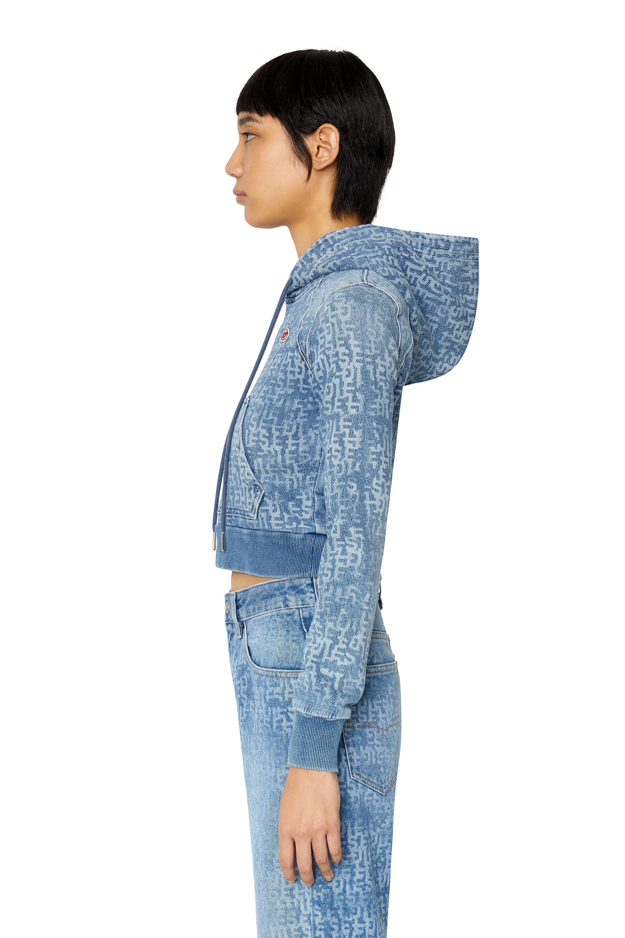 Diesel - D-ANGY TRACK DENIM HOODIE, Hellblau - Image 5