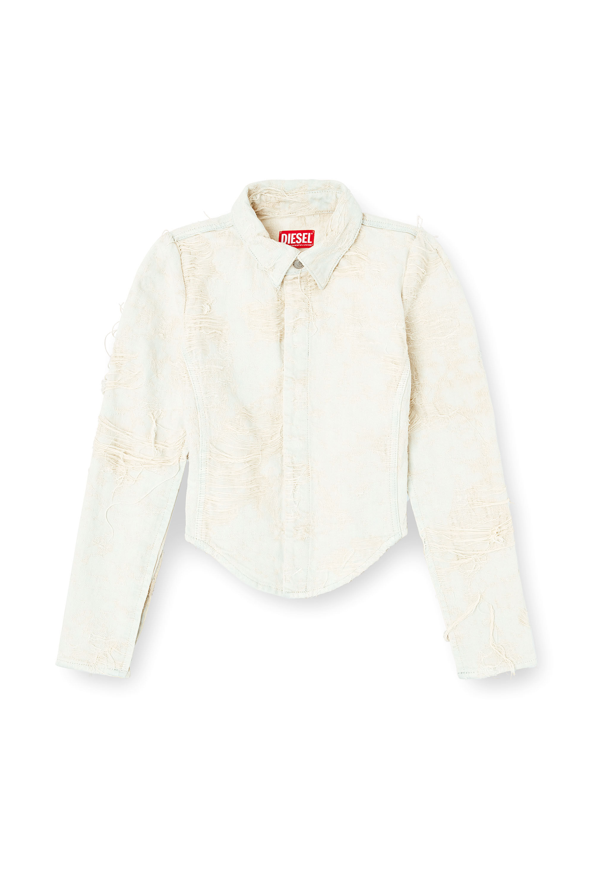 Tシャツ・カットソー DIESEL SS25 'De-Madeline-Fsg' shirt (A1906109M40 01) Women's Shirt in jacquard denim with floating threads