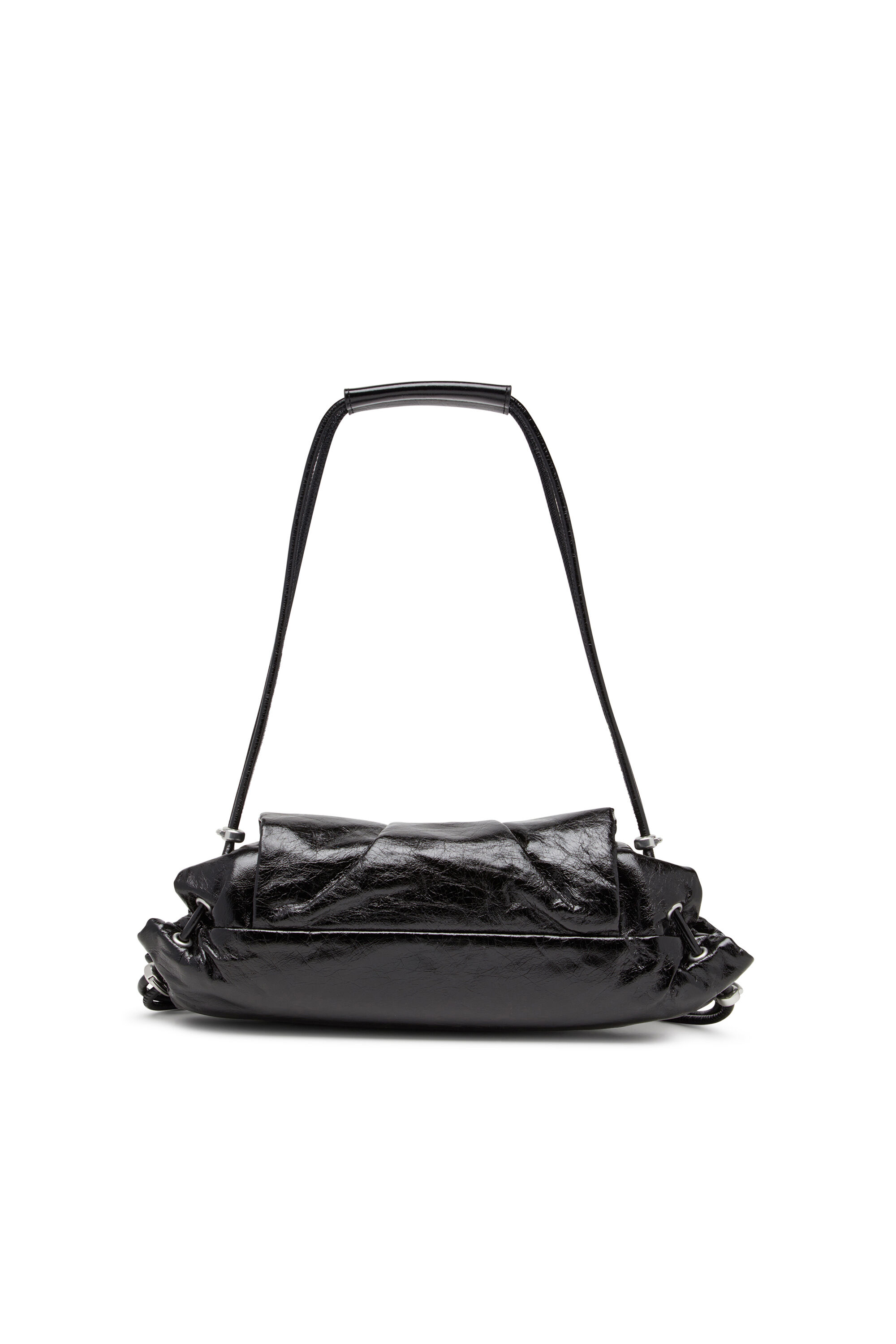 Diesel - SCRUNCH-D SHOULDER S, Damen Scrunch-D S-Schultertasche aus Knitter-Leder in Schwarz - 3