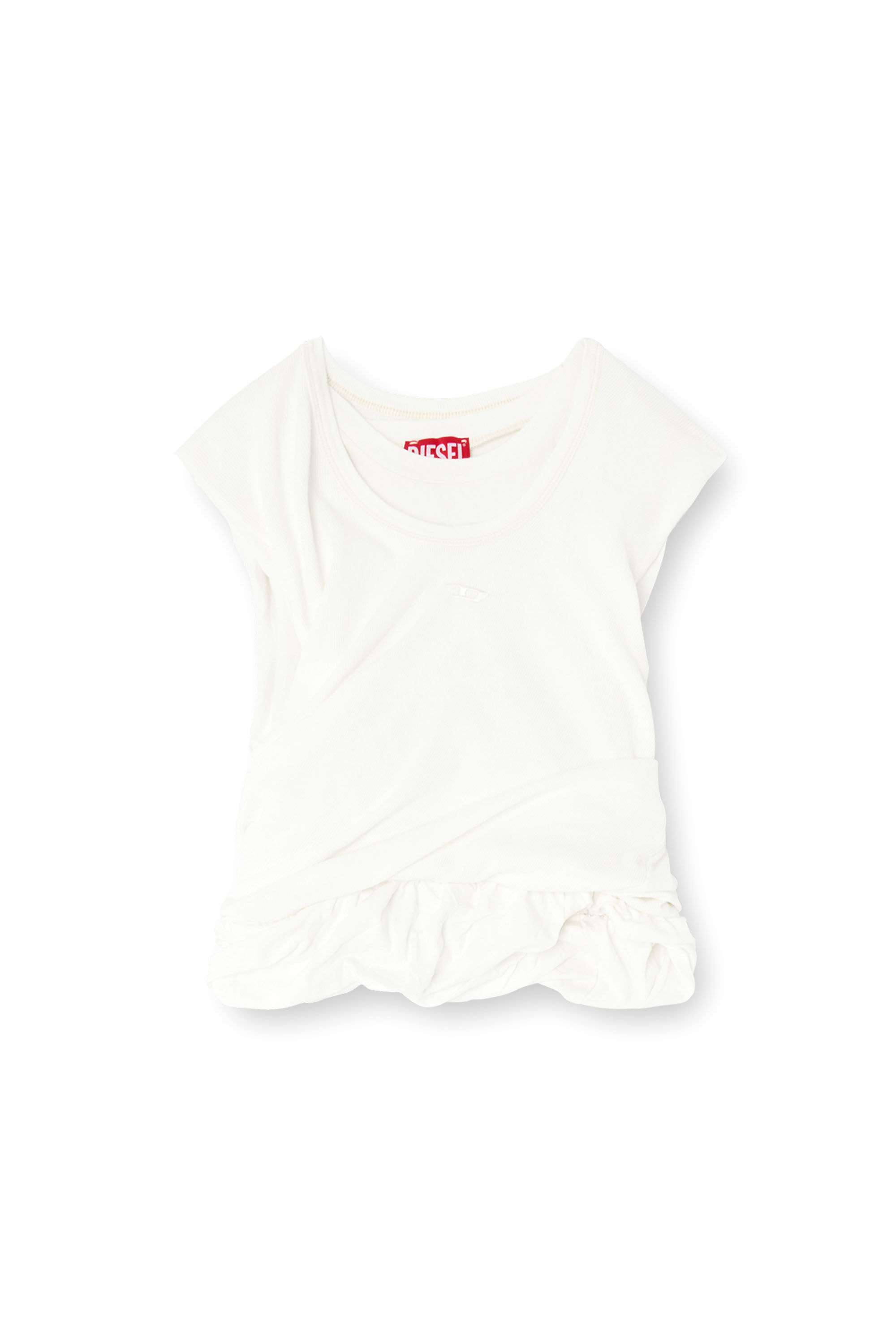 Diesel - T-WISHER-RIB-PL, Damen Tanktop aus doppellagigem Jersey mit Raffung in Wei&szlig; - 2