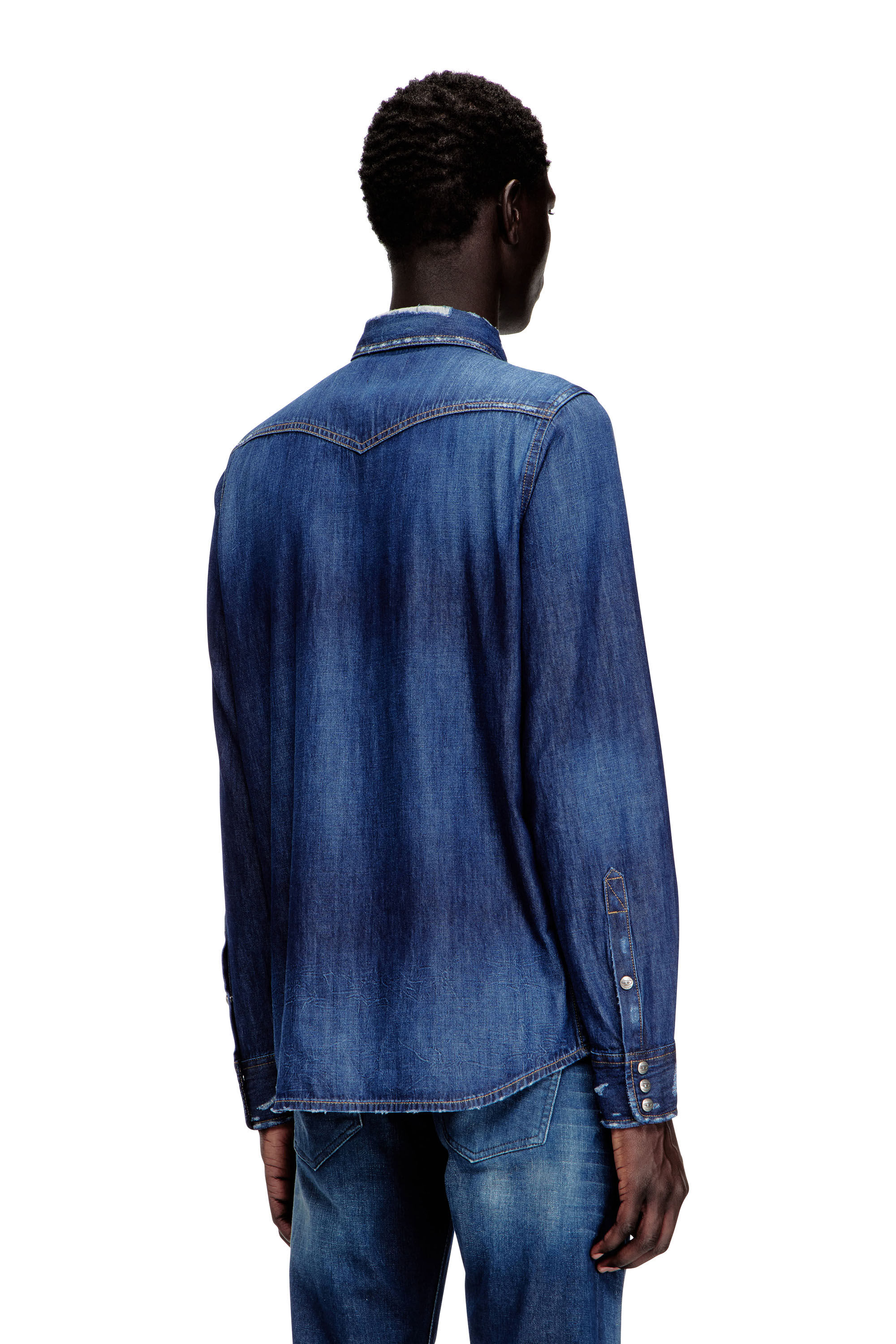 Diesel - D-VEGA, Herren Jeanshemd mit Pattentaschen in Blau - 4