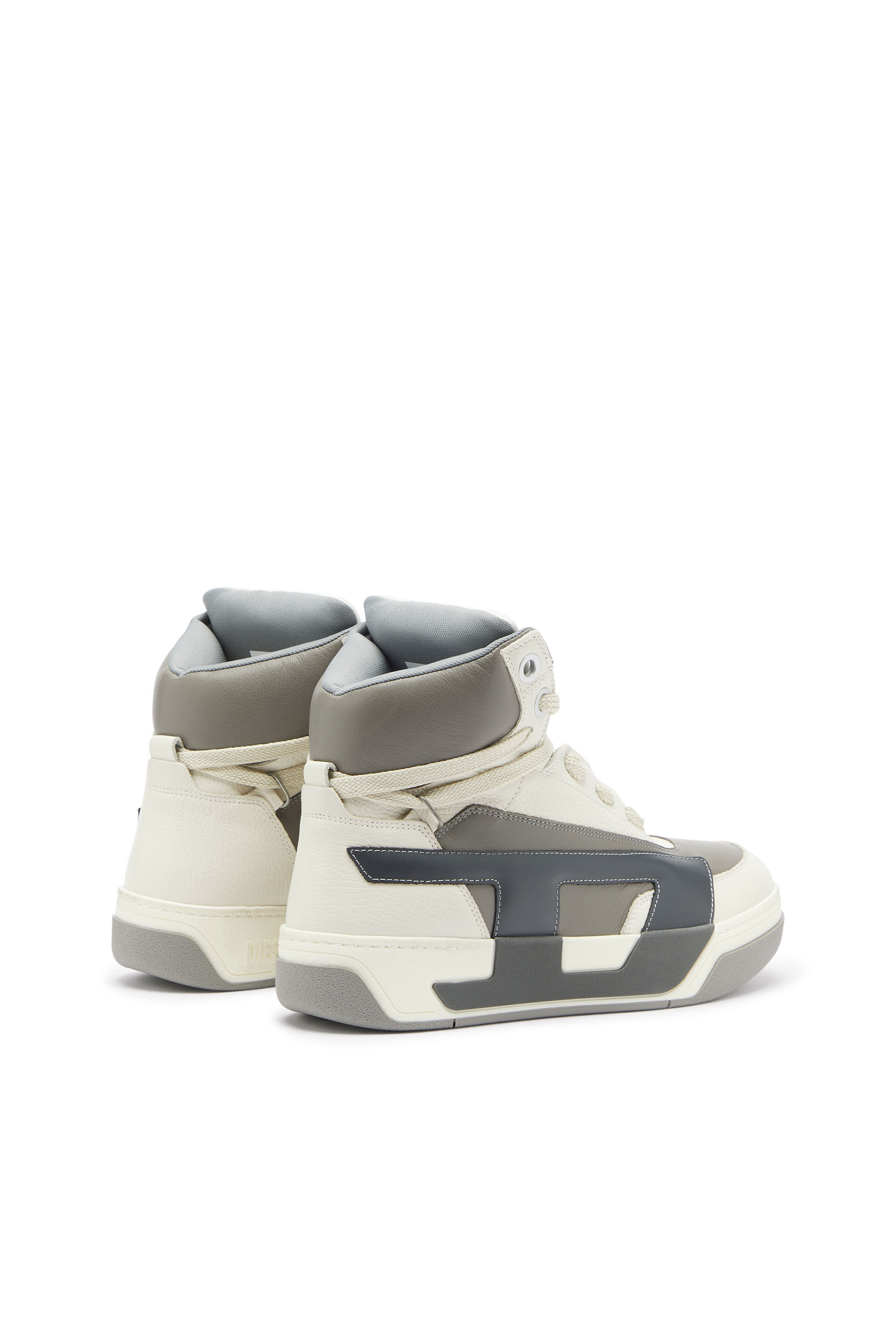 Diesel - S-D-OLLIE MID, Herren S-D-Ollie - High-Top-Sneaker aus Leder mit D-Logo in Wei&szlig;/Grau - 3