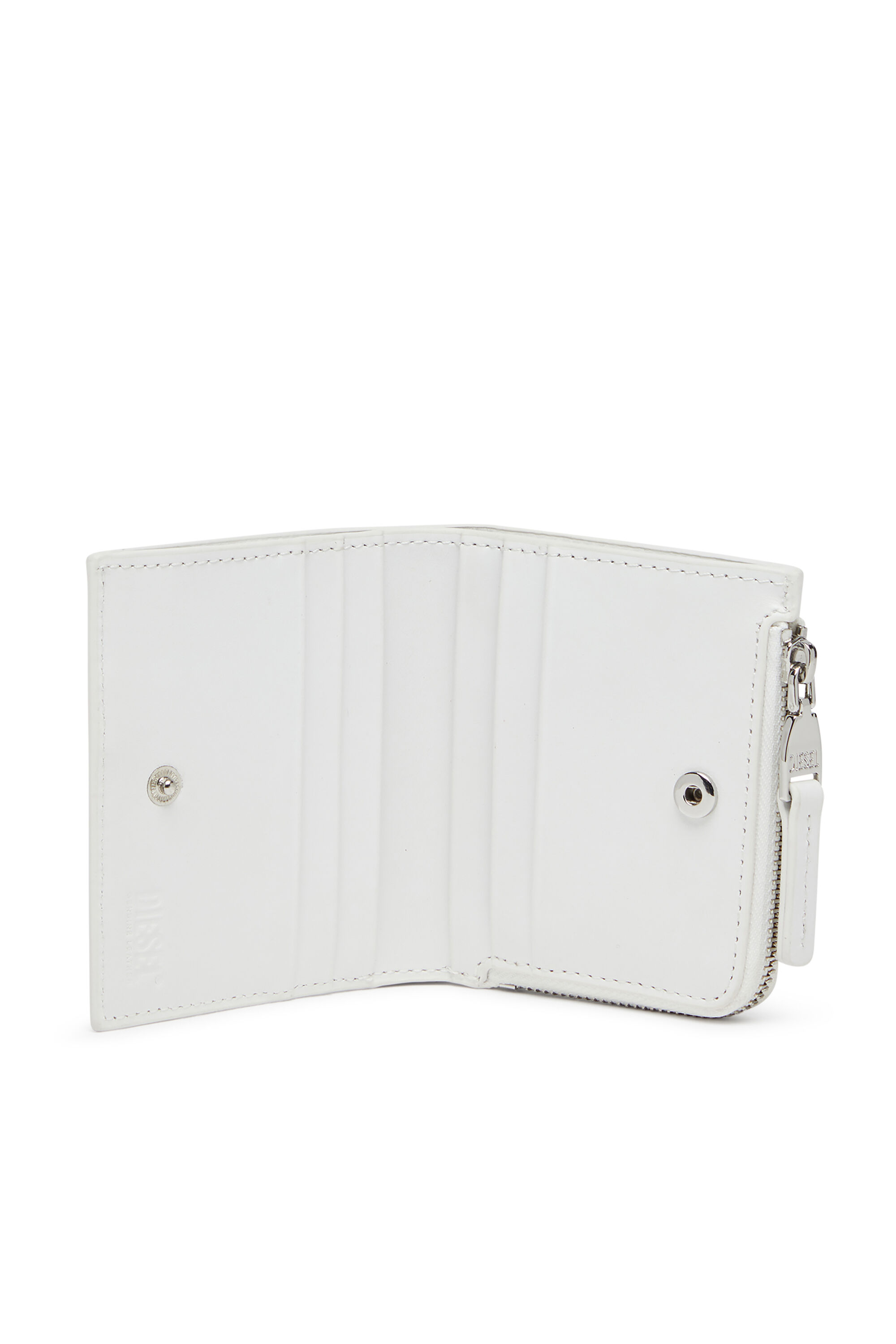 Diesel - 1DR BI FOLD ZIP L, Damen Faltportemonnaie aus Leder in Weiß - 3