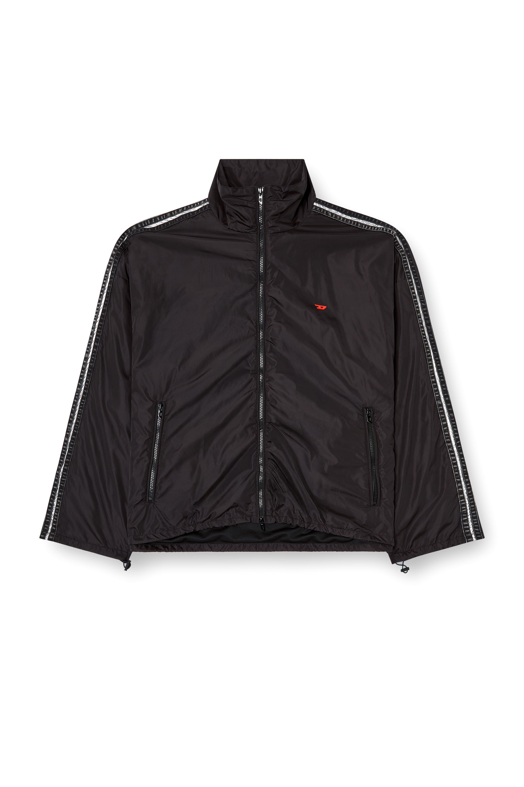 Diesel - J-CARON, Herren Trackjacke aus Nylon mit Einsätzen aus Denim in Schwarz - 2