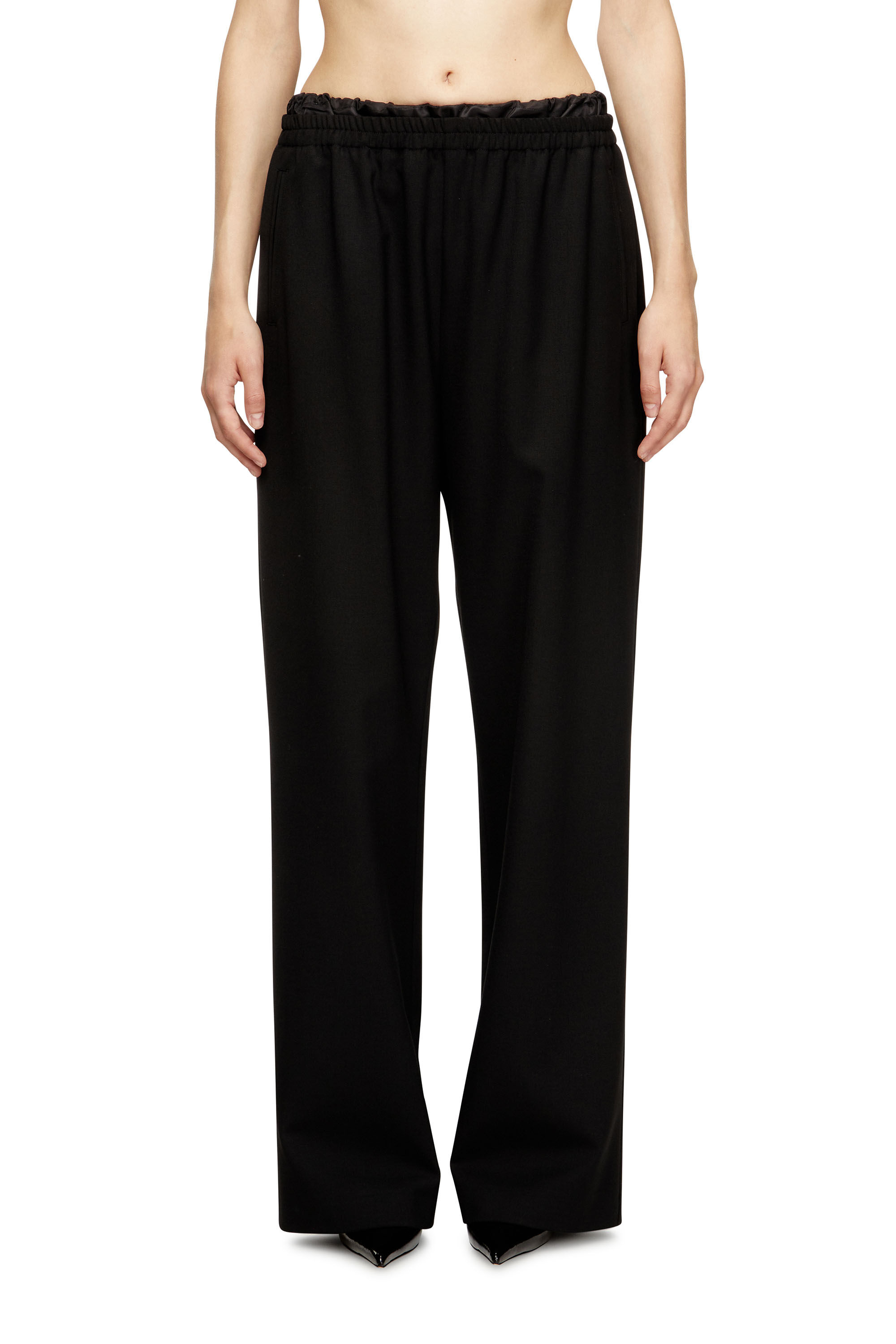 Diesel - P-YRITE-R2, Damen Wollhose mit Kordelzug in Schwarz - 3
