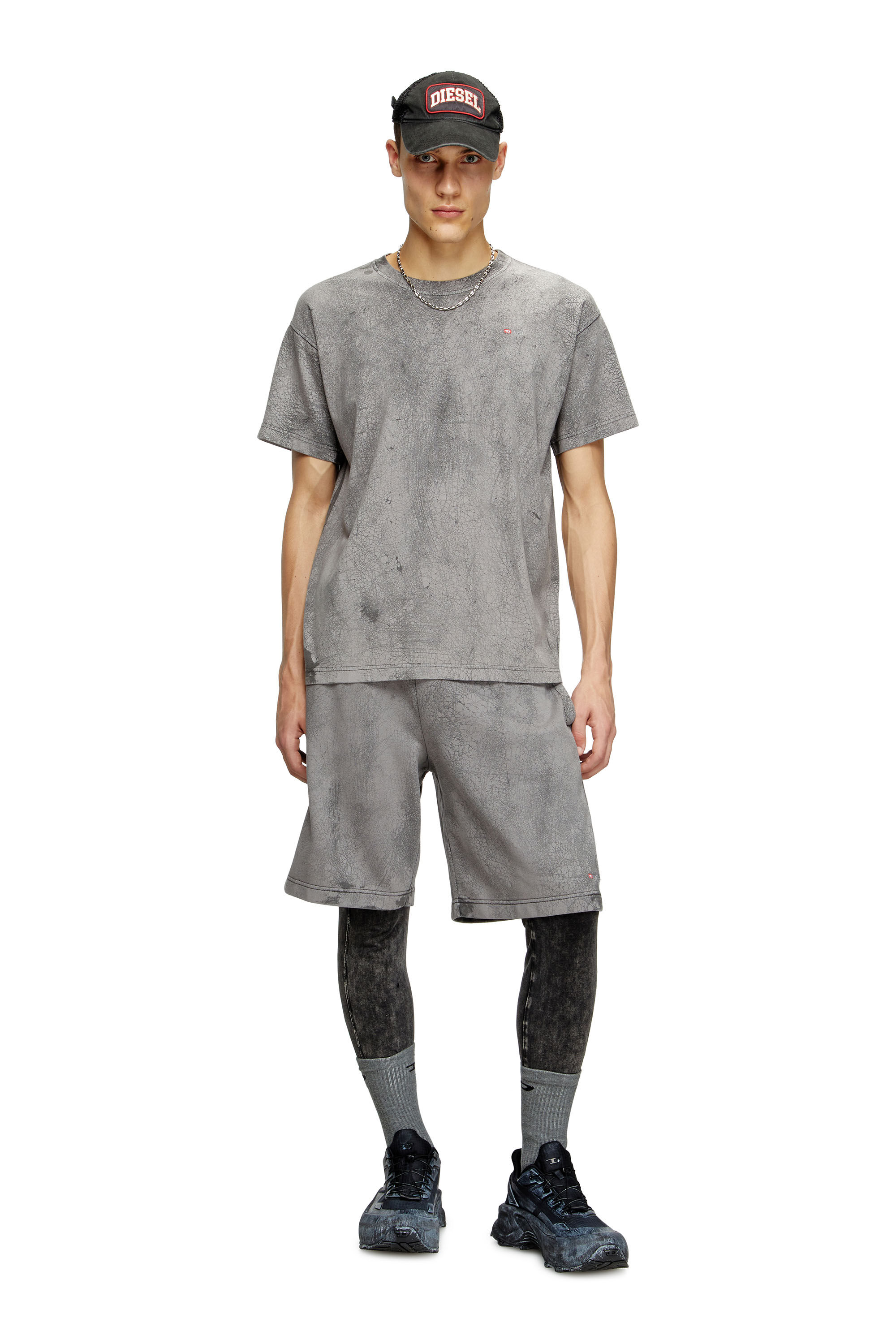 Diesel - T-NORM-T8, Herren T-Shirt aus gewachstem Jersey in Grau - 1