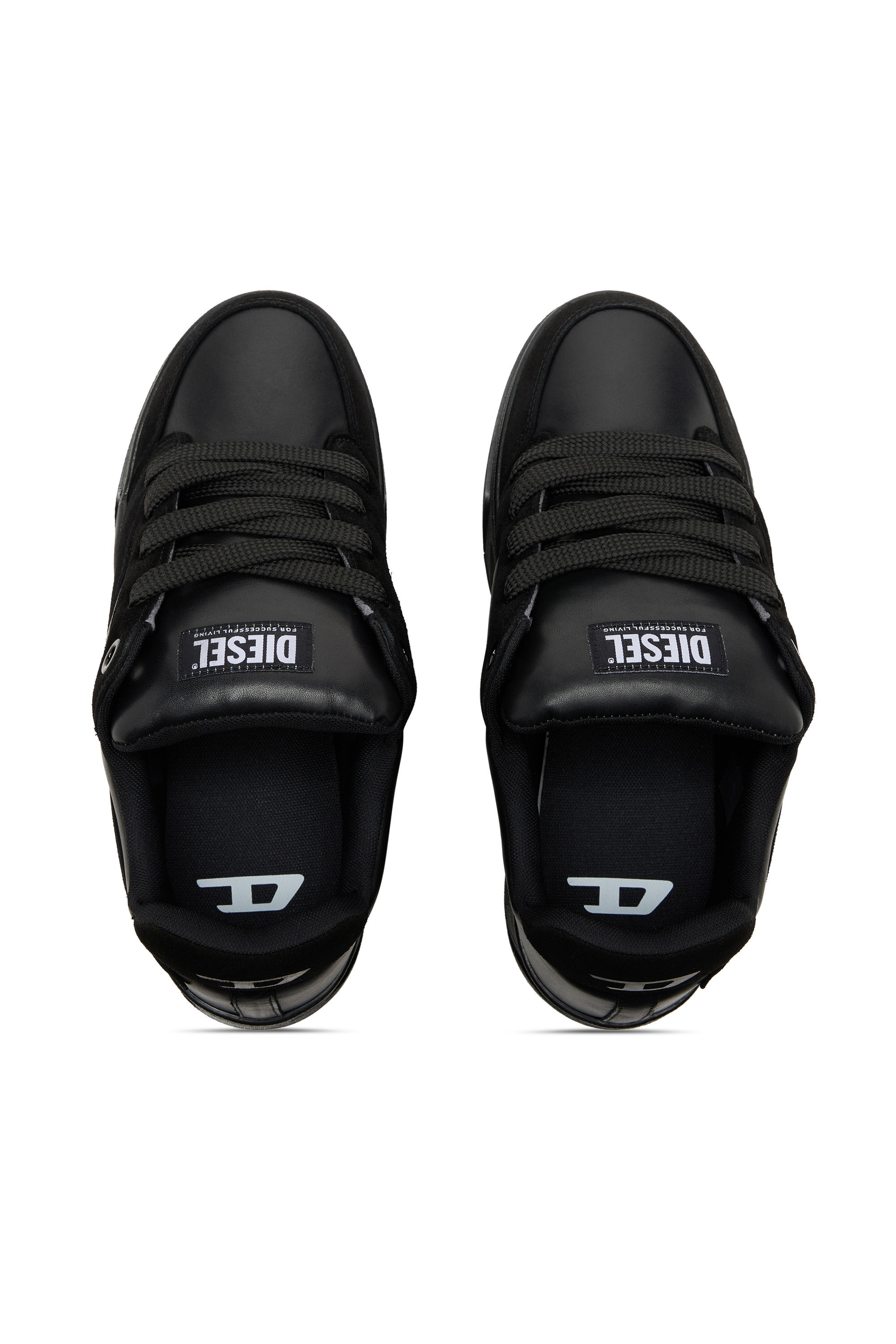 Diesel - S-D-OLLIE LOW, Man's D-Ollie-Monochrome sneakers in suede and leather in Black - 4