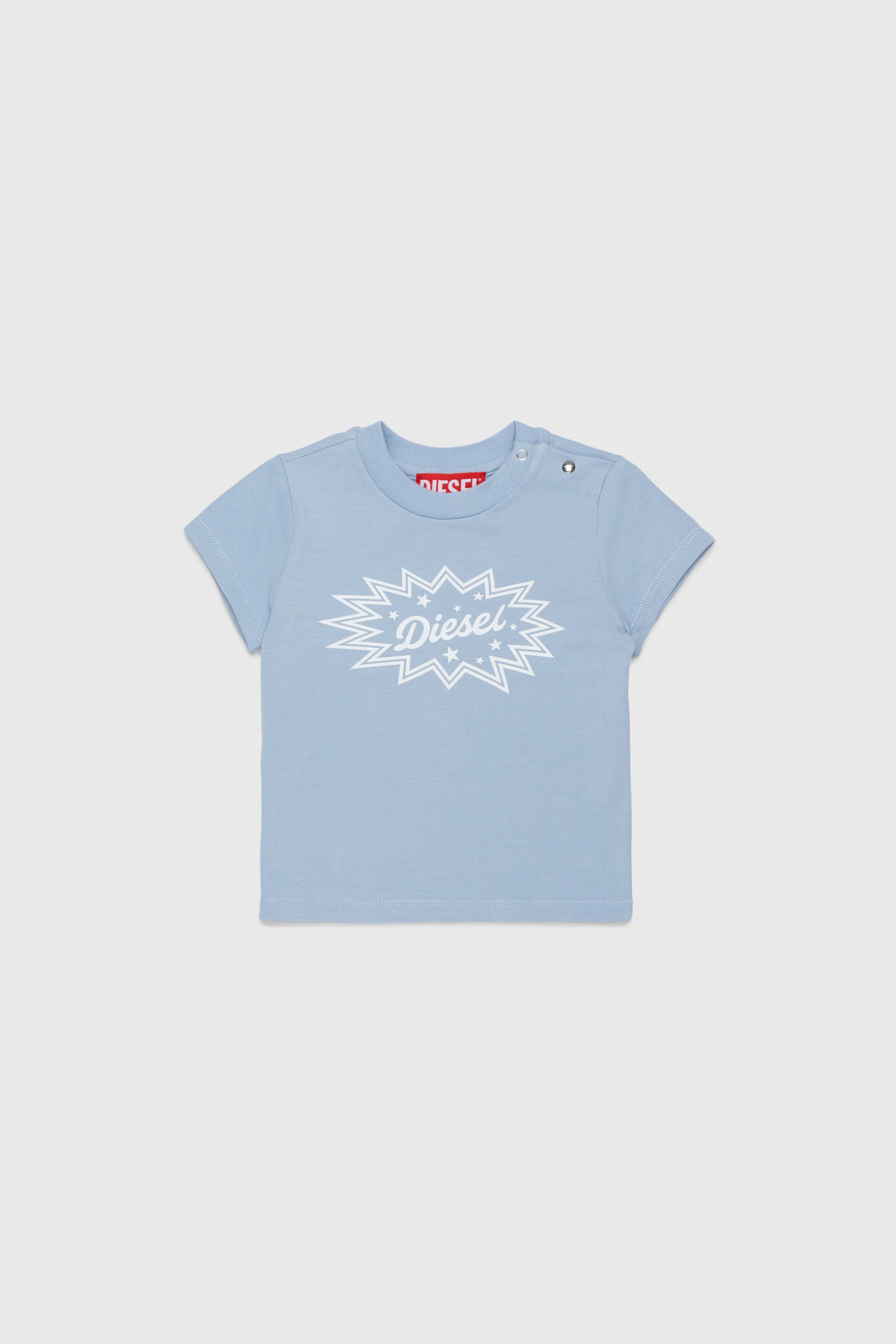 Diesel - TFUMCB, Damen Stretch-cotton T-shirt mit starburst logo print in Hellblau - 1