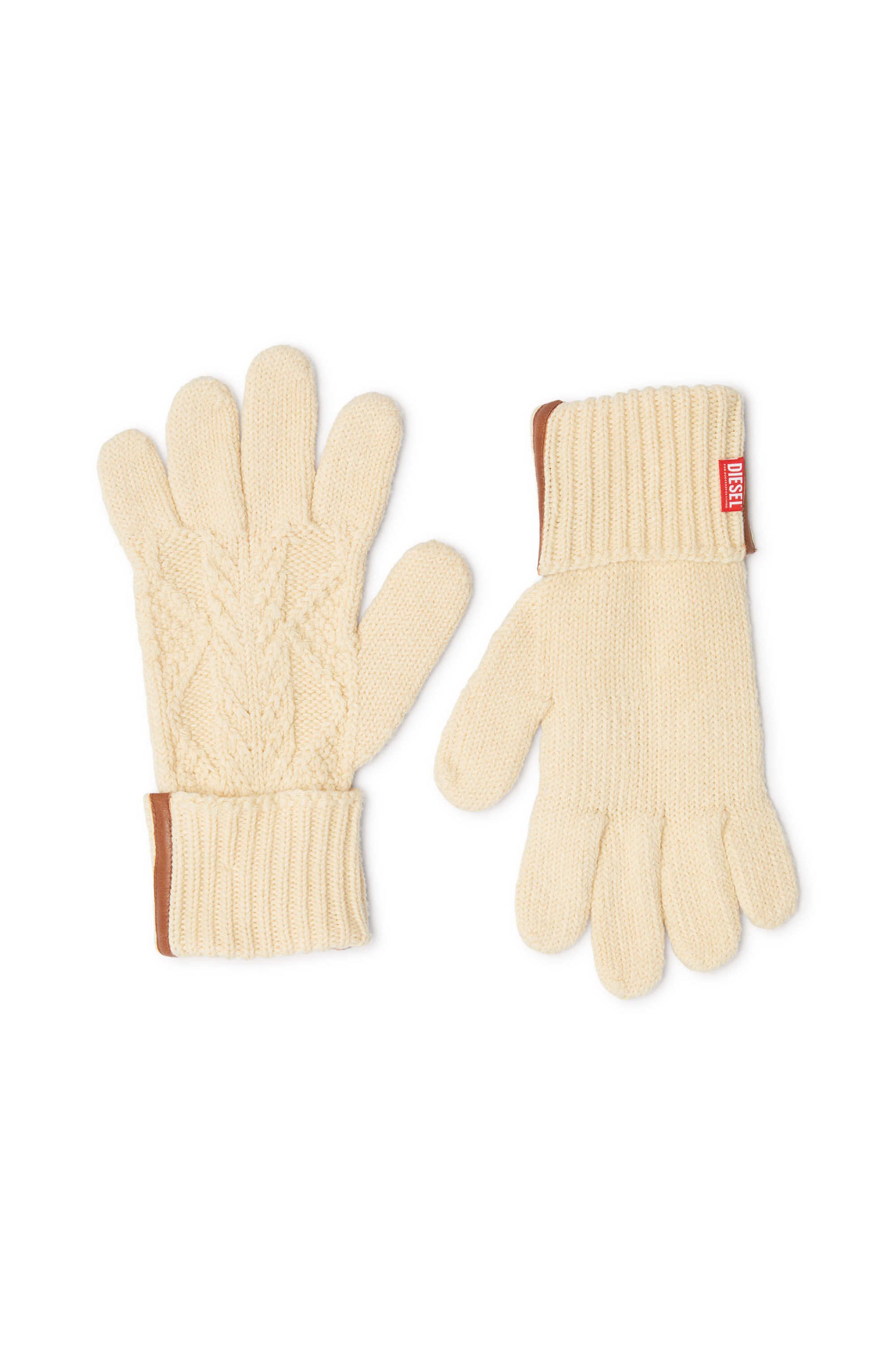 Diesel - K-INOTTO, Unisex Strickhandschuhe aus Wolle und Baumwolle in Beige - 1