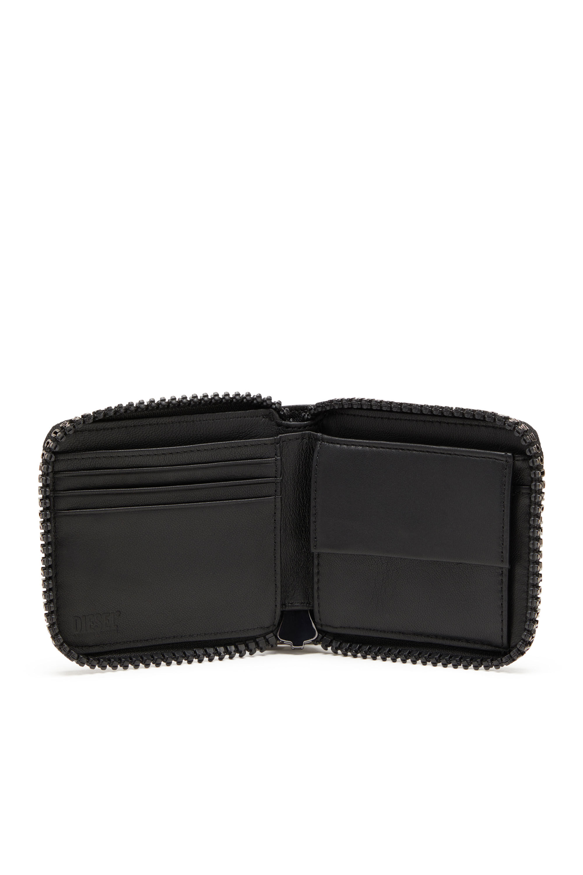 Diesel - ZIP-D BI-FOLD COIN ZIP XS, Herren Portemonnaie aus Leder mit Logo-Reißverschluss in Schwarz - Image 3