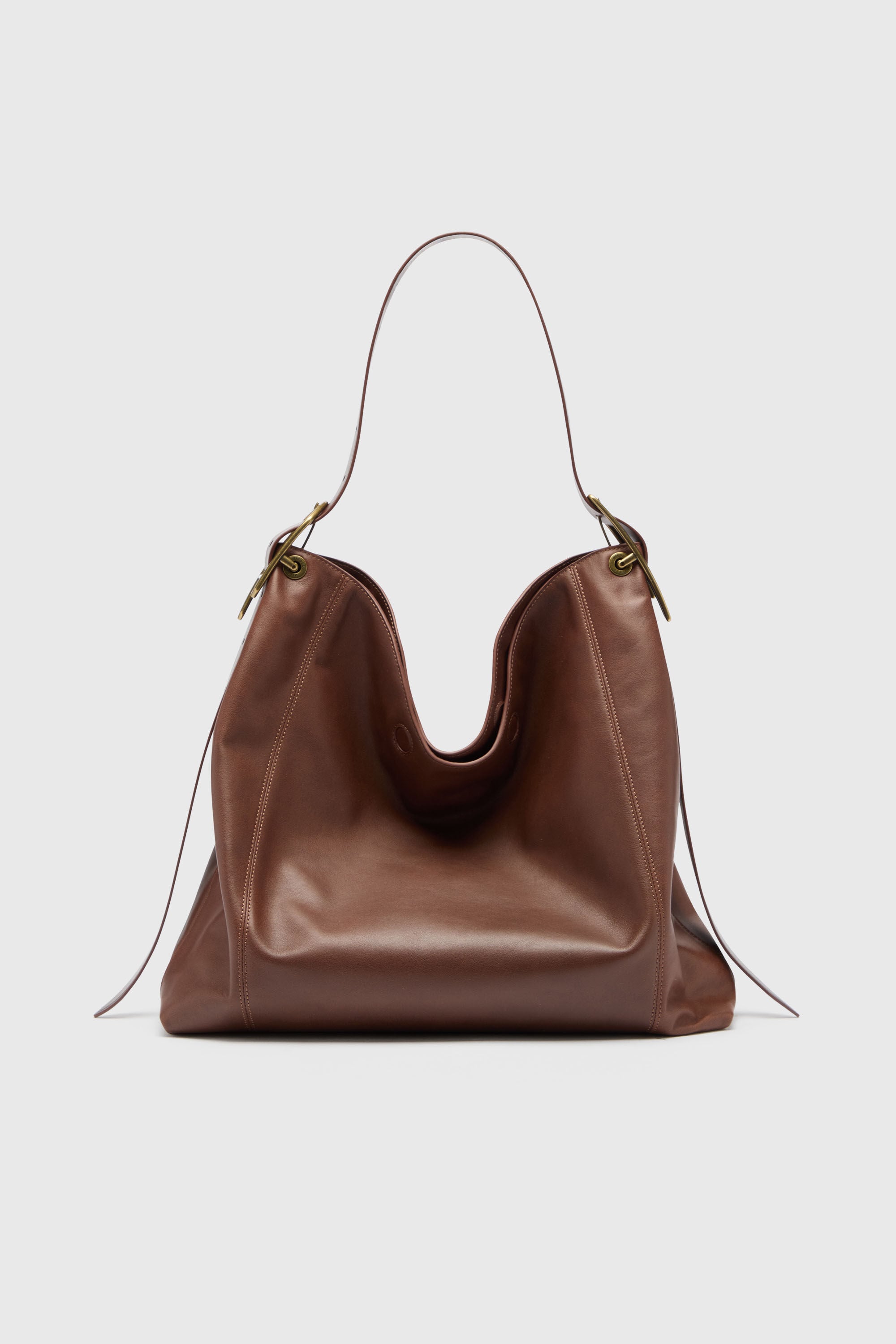 Diesel - D-LINE HOBO L, Damen D-Line Hobo-Tasche aus Leder in Dunkelbraun - 1