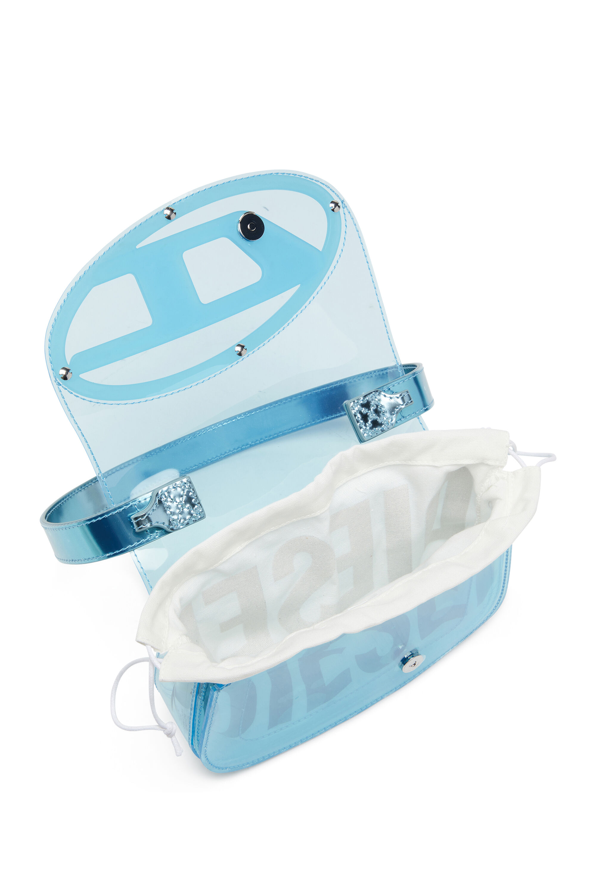 Diesel - 1DR, Damen 1DR-Ikonische Umhängetasche aus transparentem TPU in Blau - 3