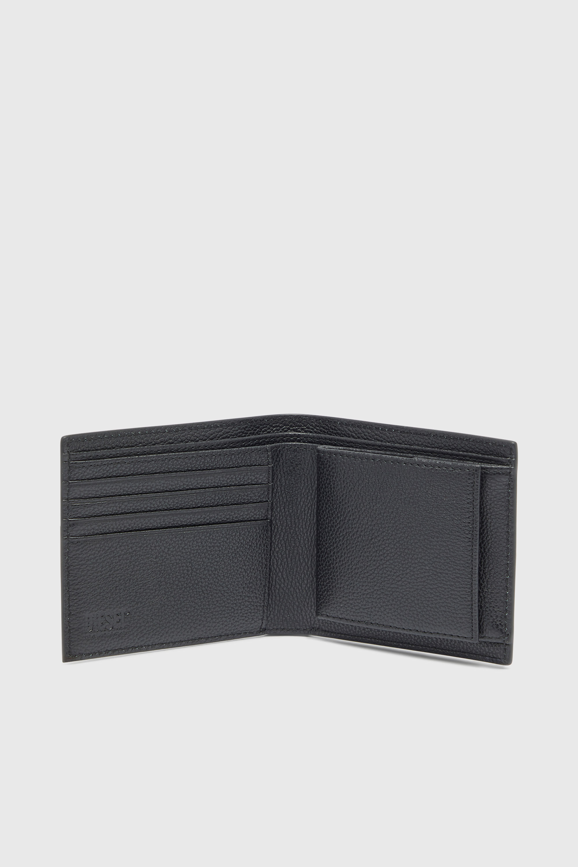 Diesel - 1DR 2.0 BI-FOLD COIN 3D, Herren Brieftasche aus genarbtem Leder in Schwarz - 3