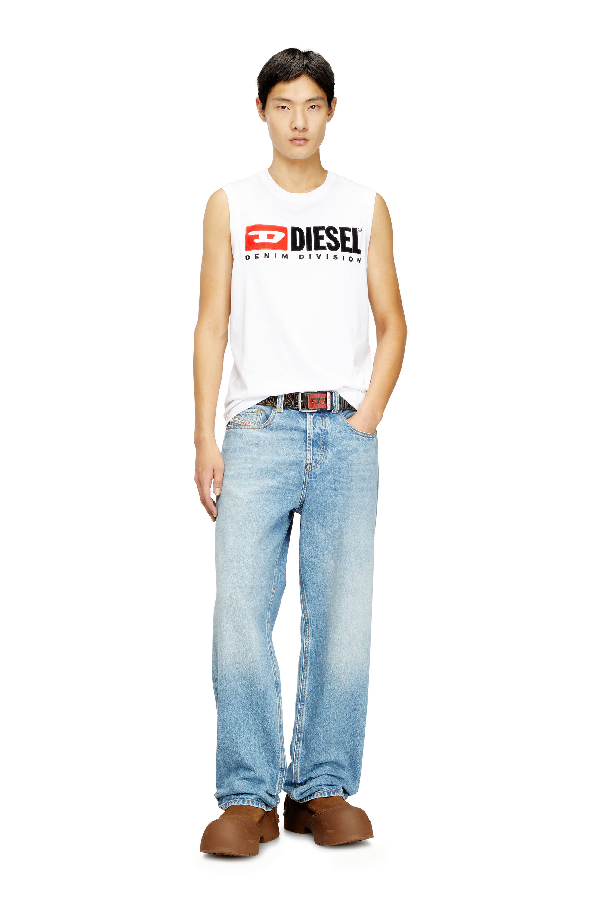 Diesel - T-ISCO-DIV, Man's Tank top with chest logo print in White - 1