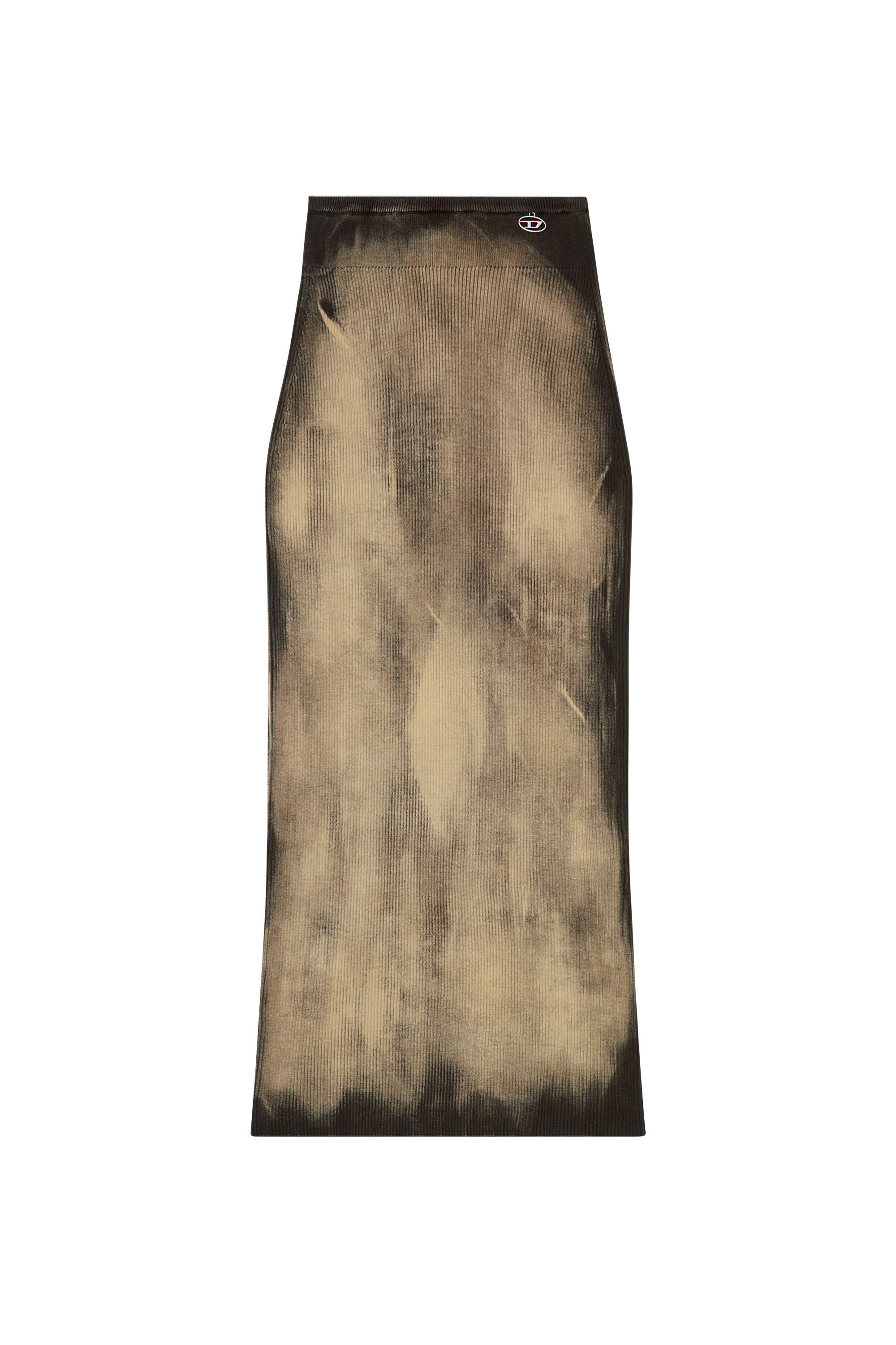Diesel - M-DELMA, Woman Midi skirt in treated ribbed knit in Brown - Image 2