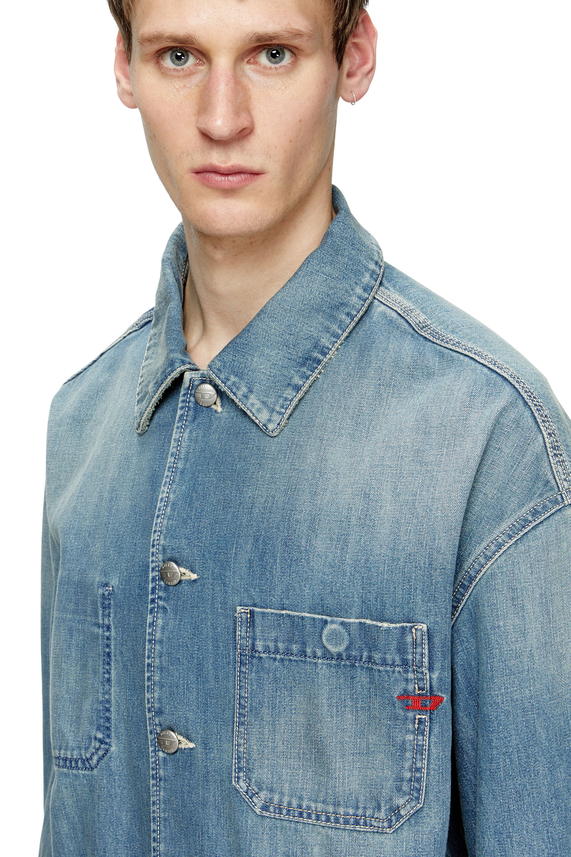 Diesel - D-STACK-U, Unisex Utility-Jacke aus Denim in Mittelblau - 5