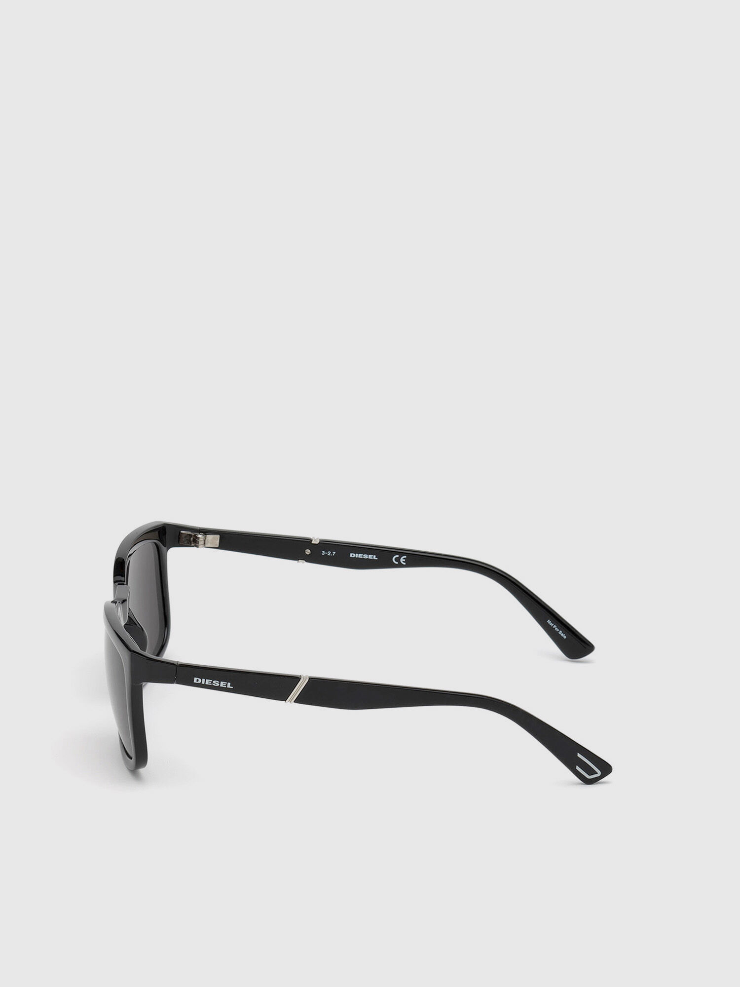 Diesel - DL0262, Unisex Eckige Sonnenbrille mit abgeschrägtem Detail in Schwarz - 3