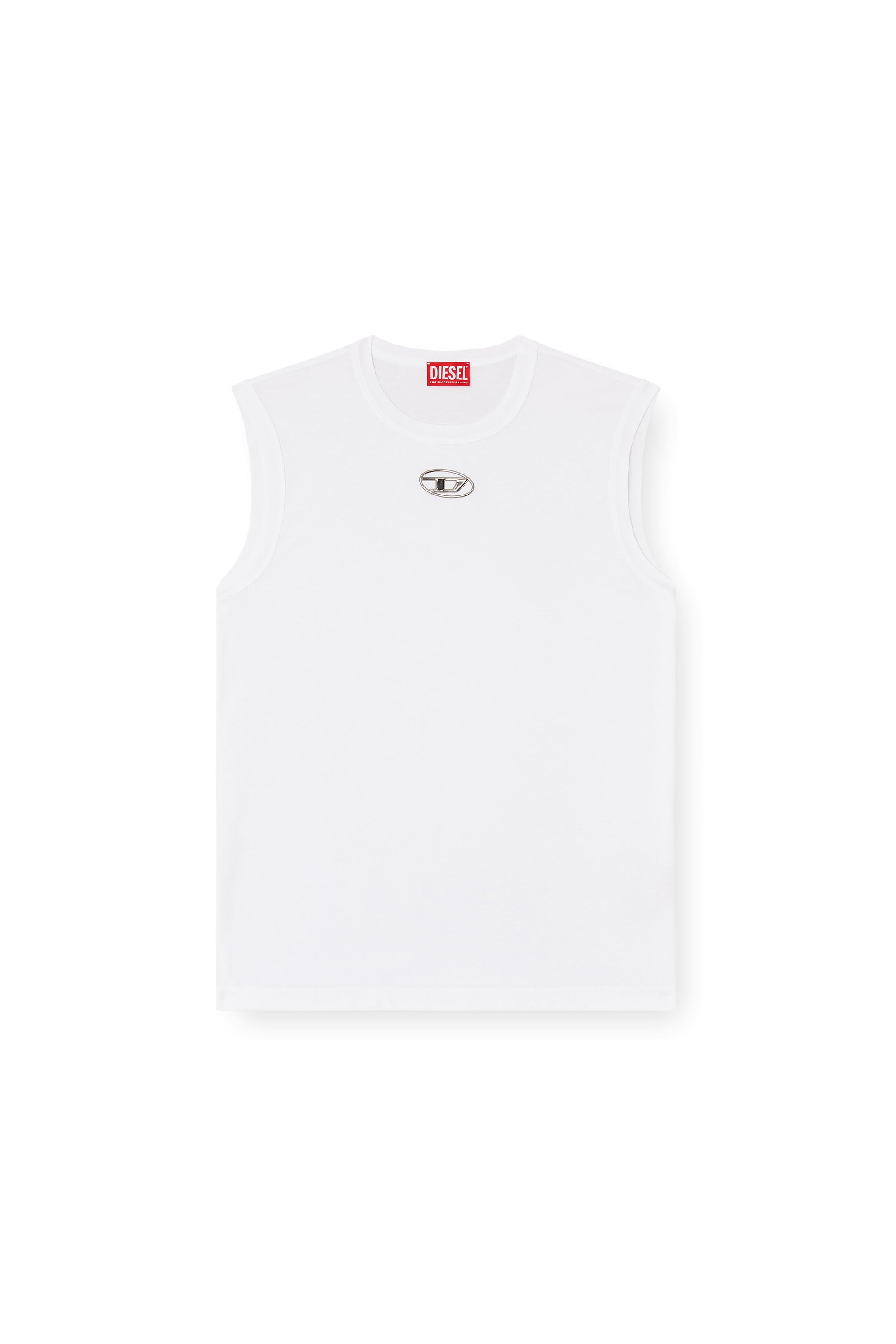 Diesel - T-BISCO-OD, Herren Tanktop mit Metallic-Oval D in Wei&szlig; - 2