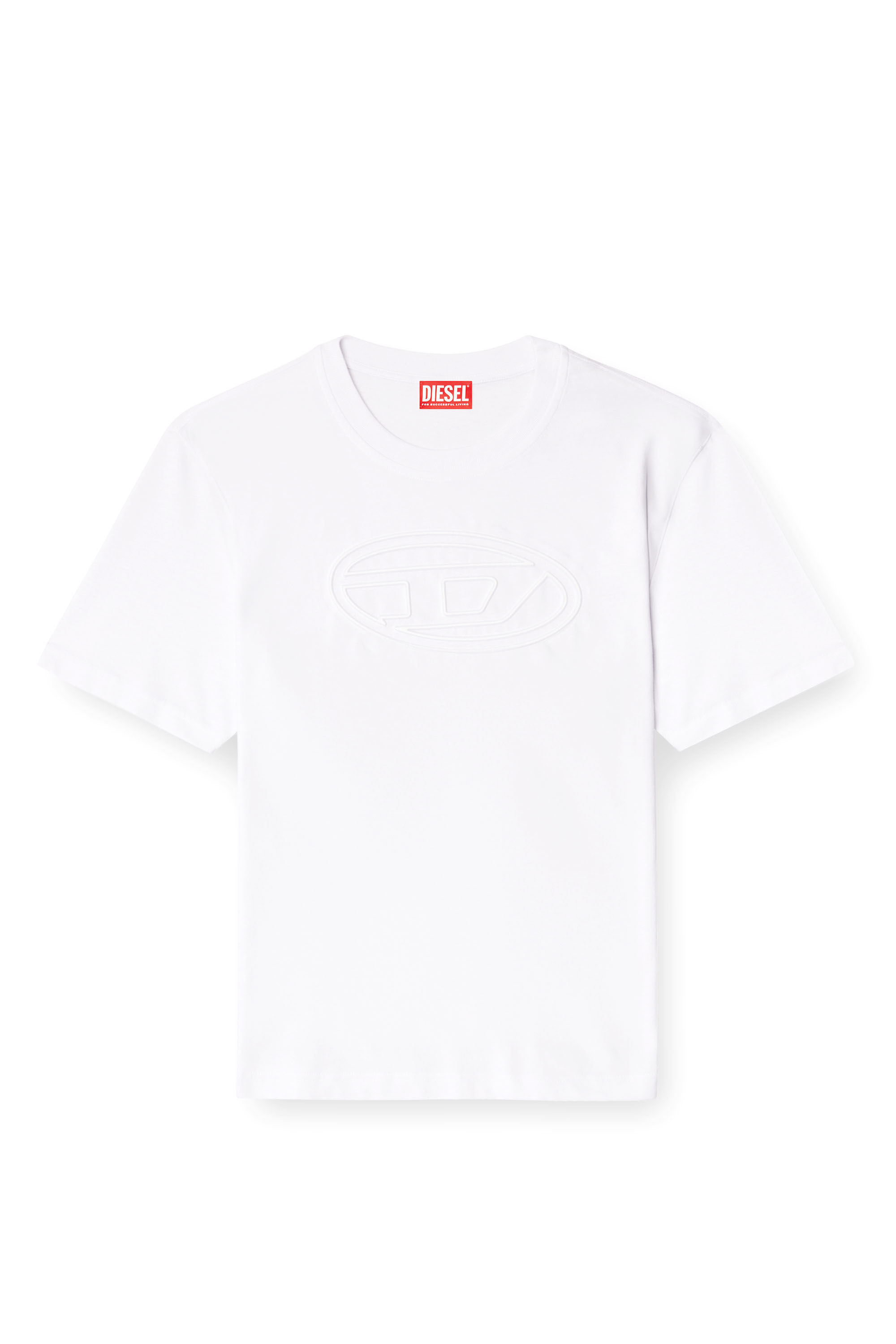 Diesel - T-ADJUST-BIGOVAL, Herren T-Shirt mit Oval D-Prägung in Weiß - 2