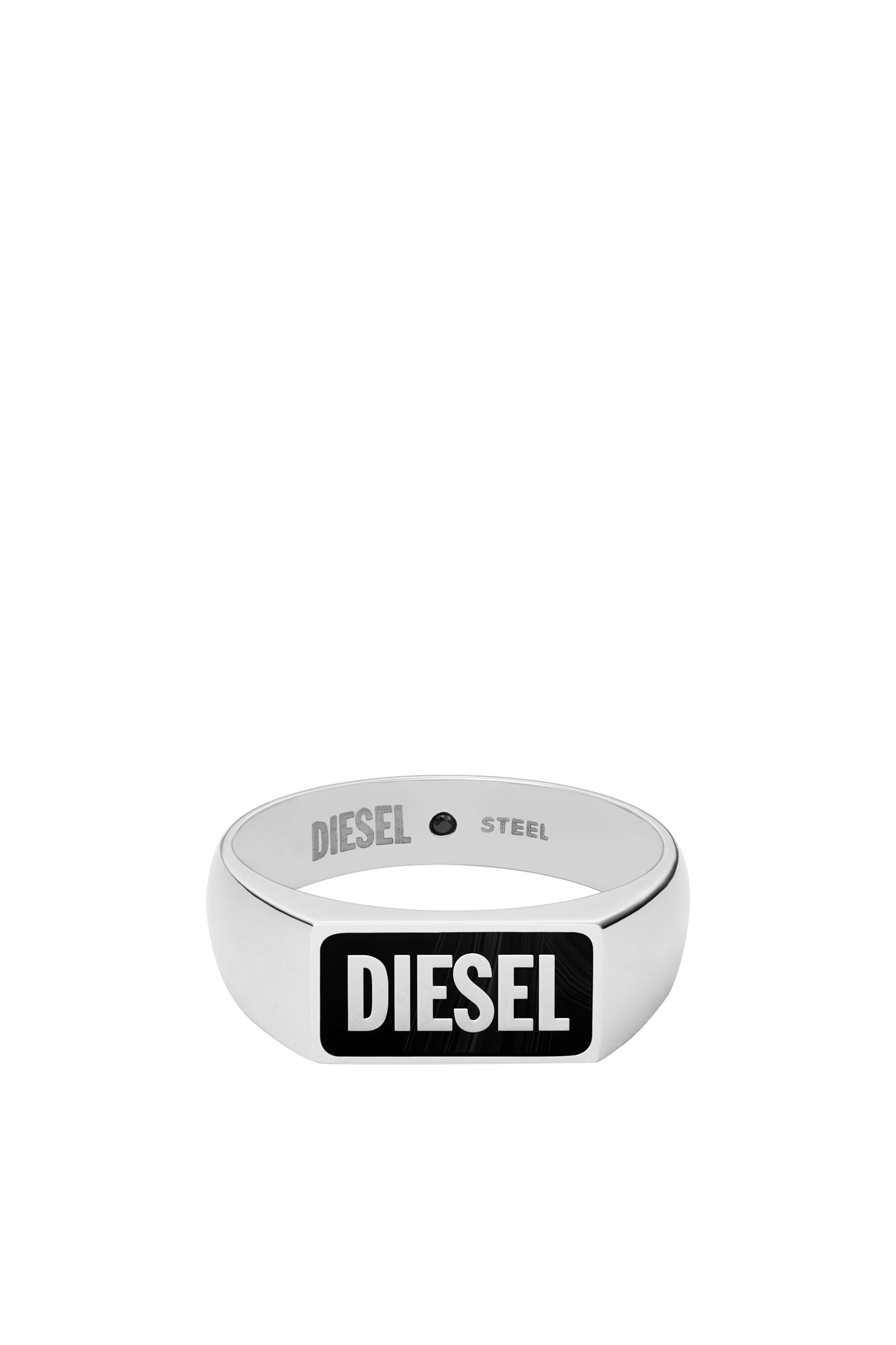 Diesel - DX1512, Herren Signet Ring mit schwarzem Achat in Silber - Image 2