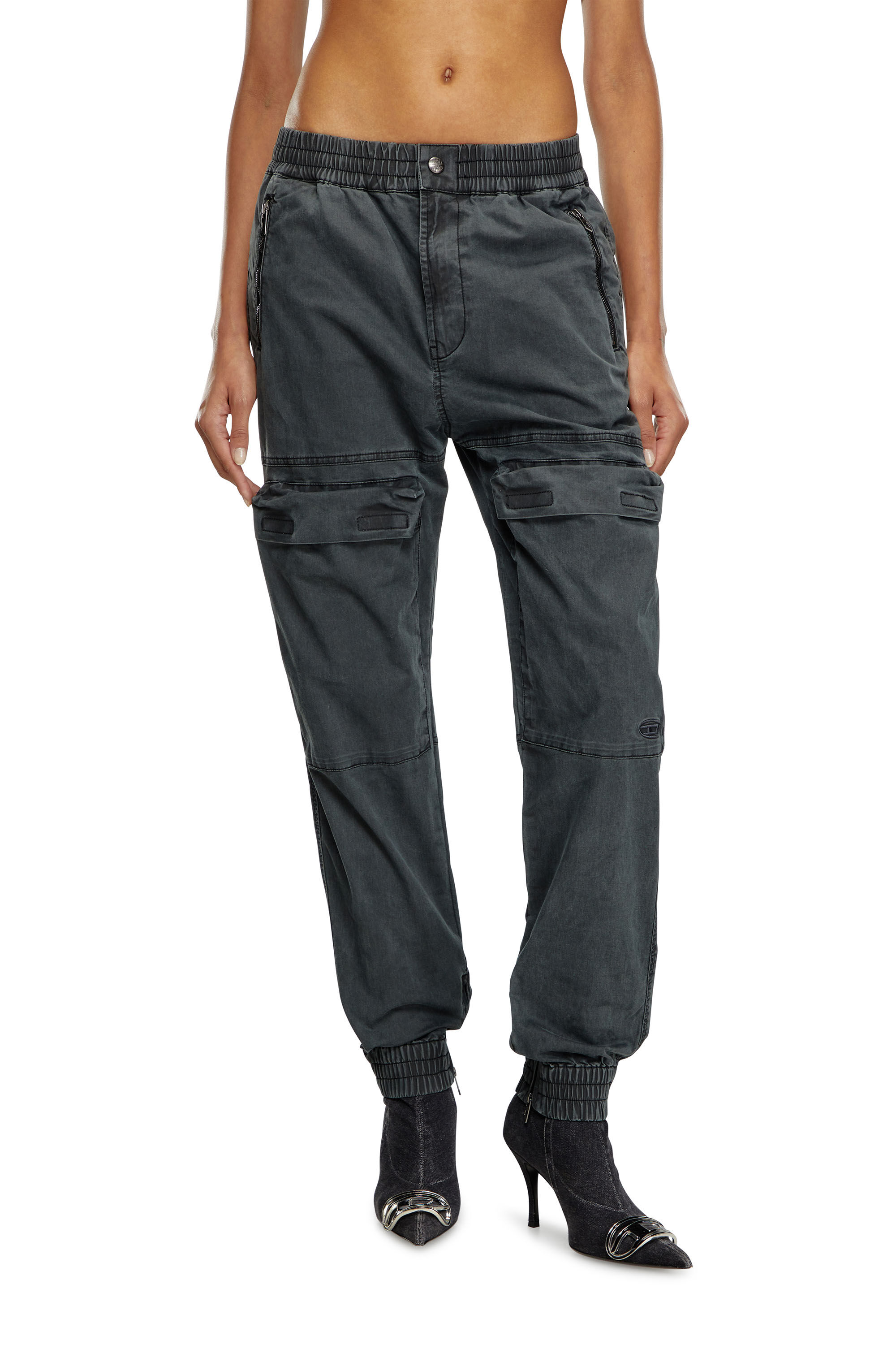 Women's Cargo track pants in micro-twill | Black | Diesel