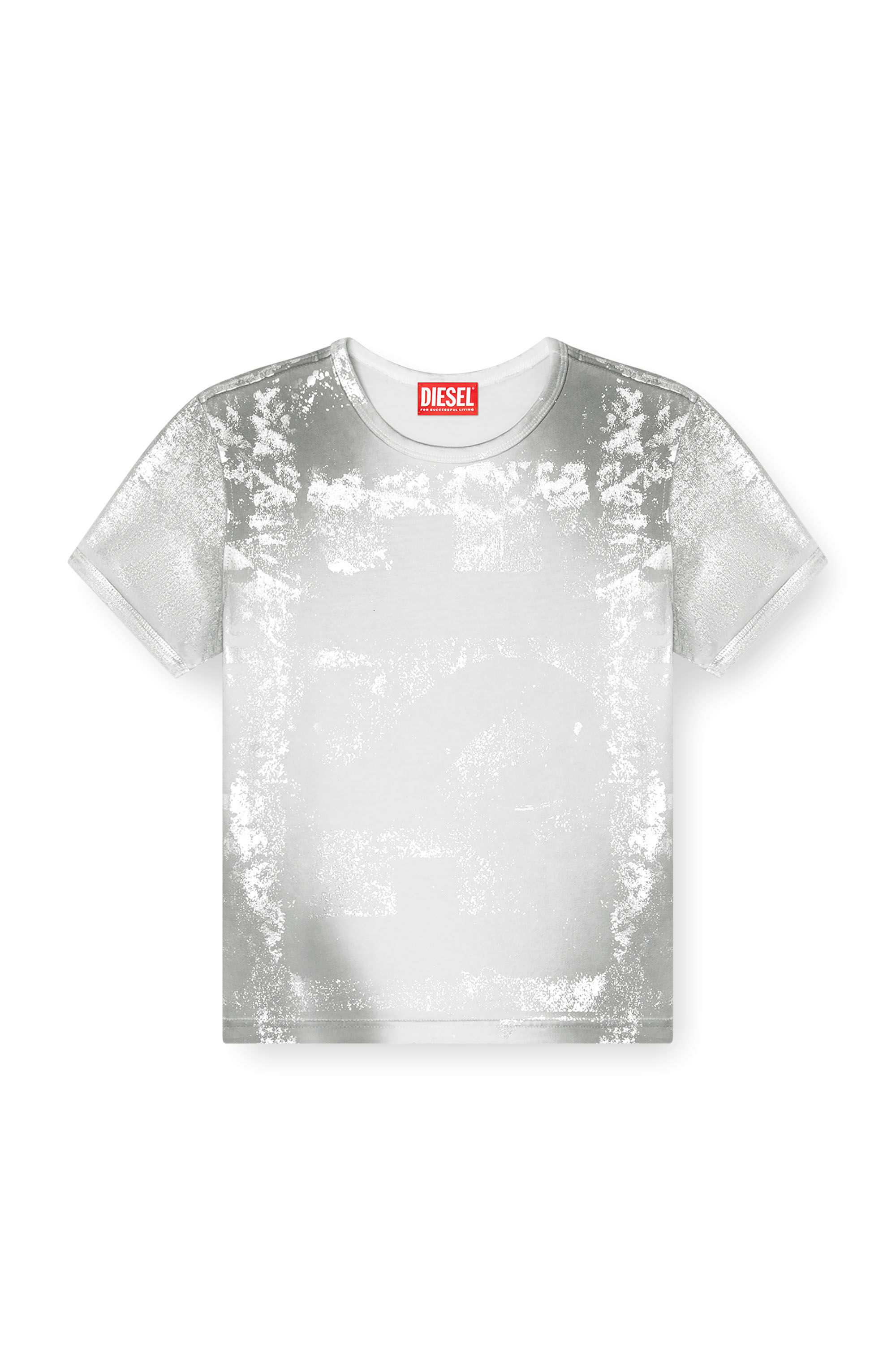 Diesel - T-UNCUTIE-LONG-Q5, Damen Logo-T-Shirt mit Metallic-Effekten in Silber - 2