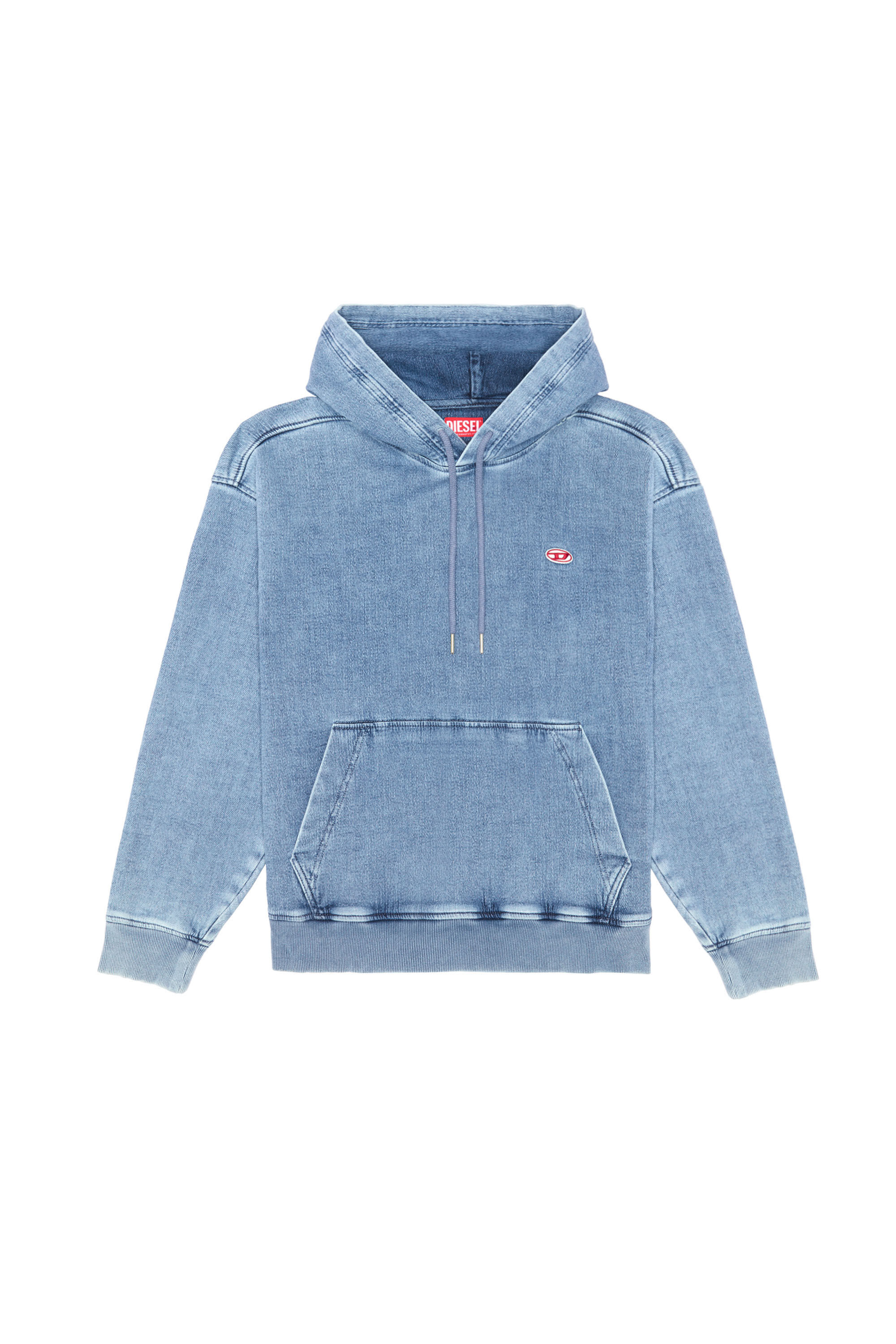 Diesel - D-UM-RIB TRACK DENIM HOODIE, Hellblau - Image 2
