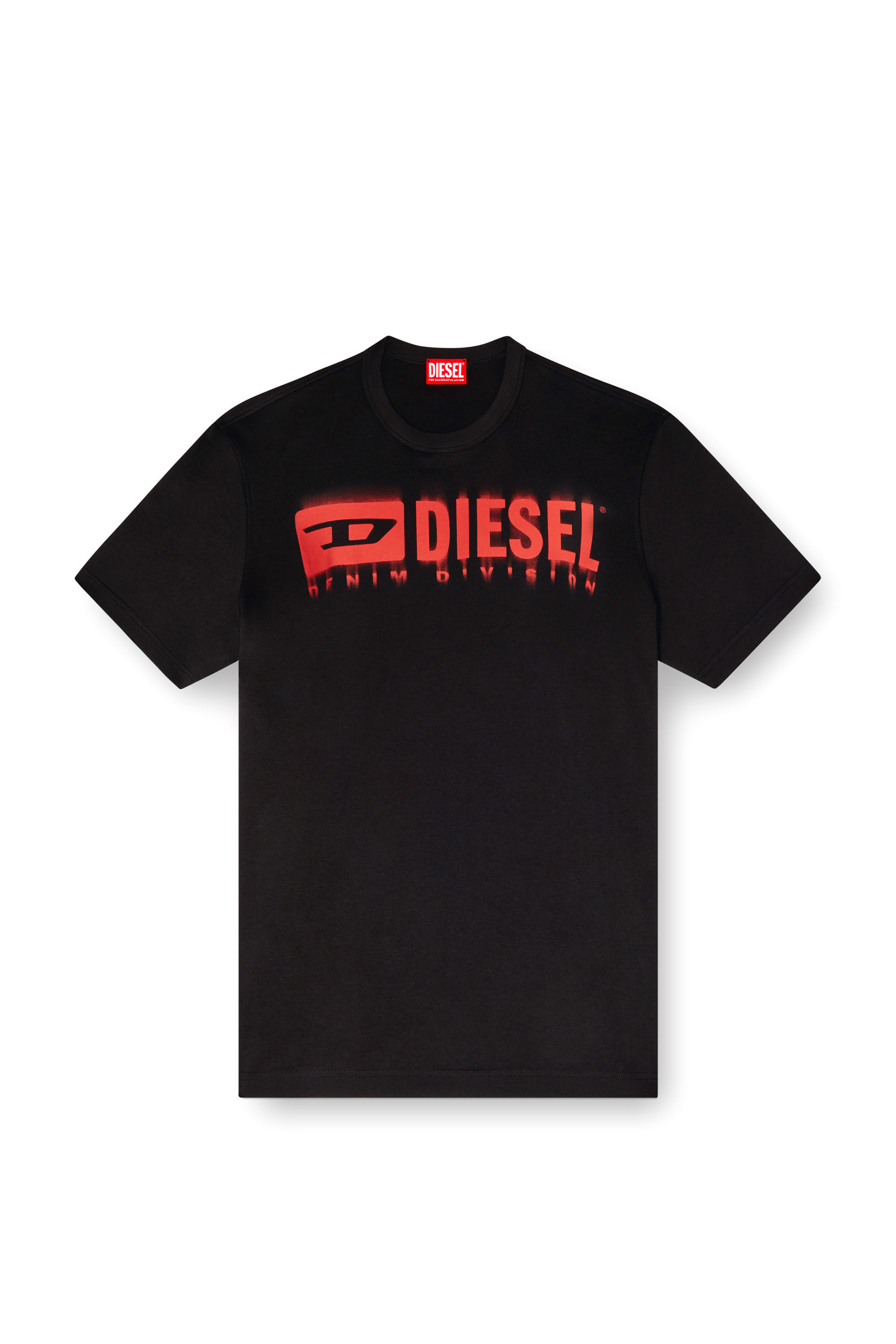 Diesel - T-ADJUST-Q7, Herren T-Shirt mit verschwommenem Diesel-Logo in Schwarz - 2