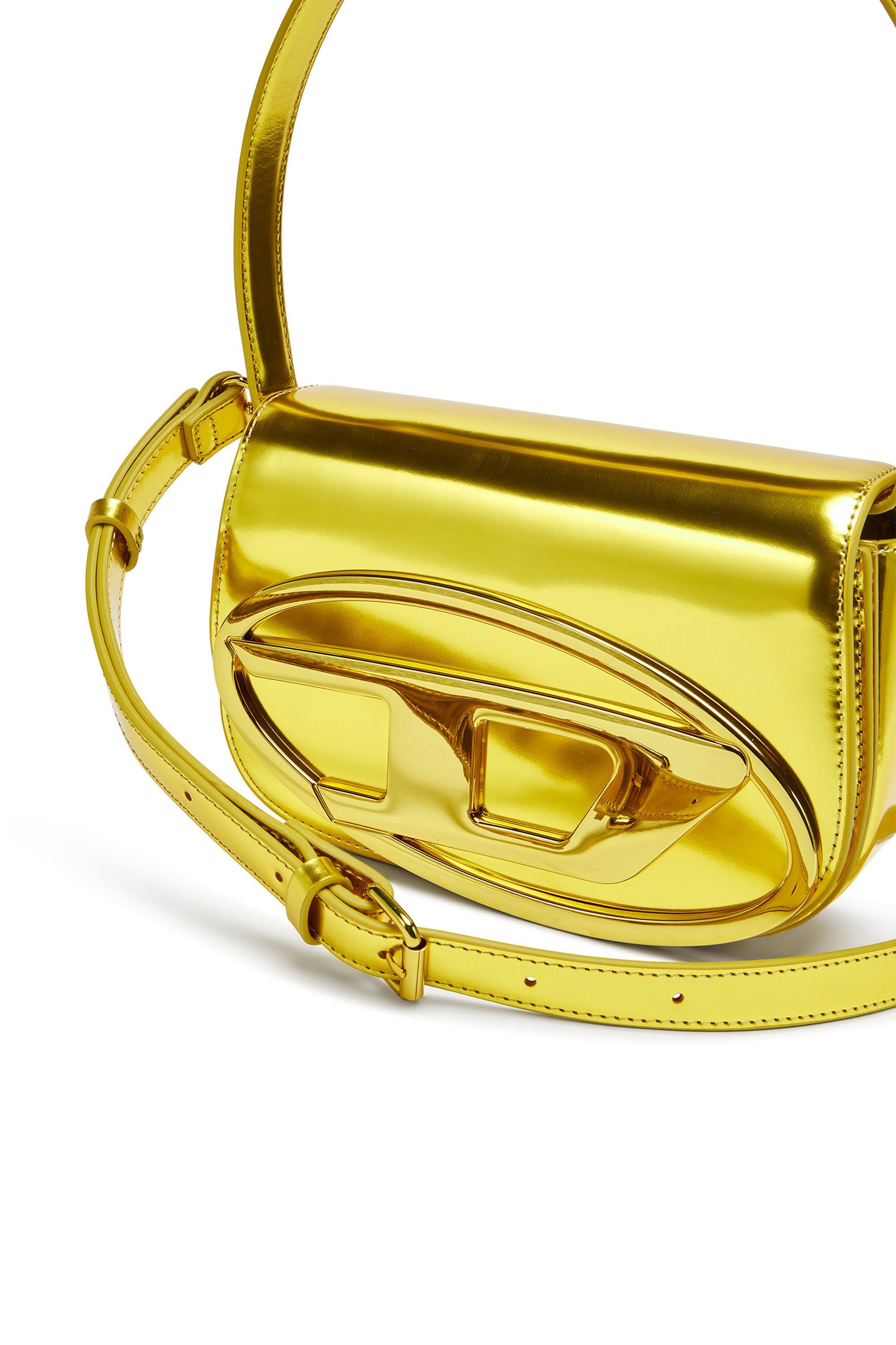 Women s 1DR Iconic shoulder bag in mirrored leather Yellow Diesel