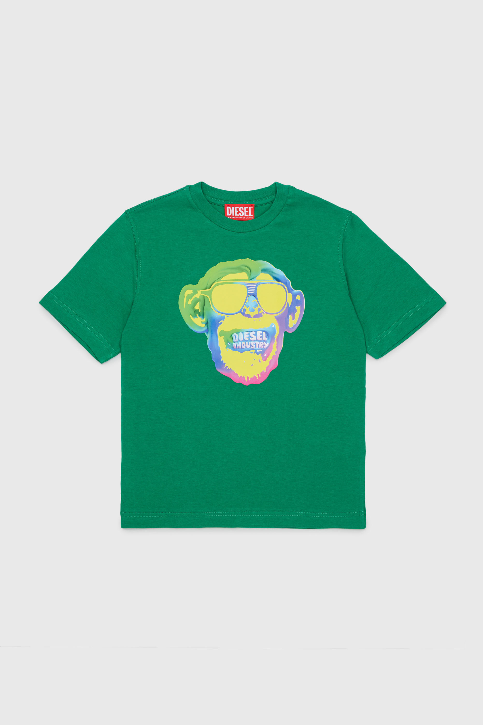 Diesel - TMONKEY OVER, Herren T-Shirt mit Affen-Print in Gr&uuml;n - 1