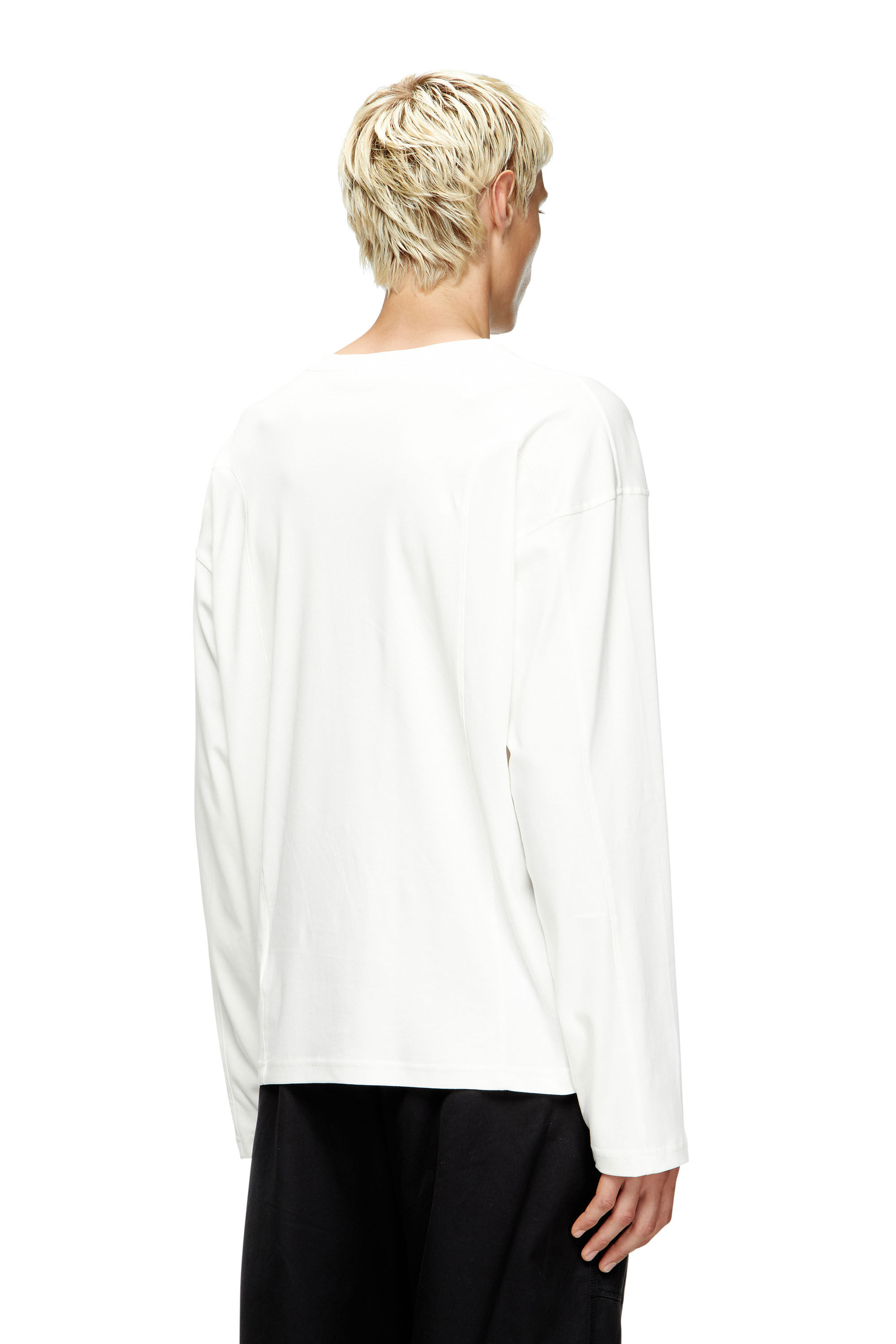Diesel - T-BOXT-LS-INT, Herren Langarm-T-Shirt mit Einsätzen in Weiß - 4